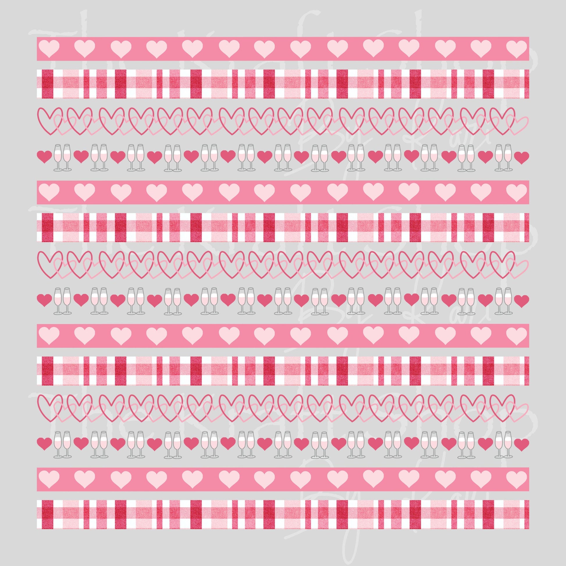 UV DTF Sticker print Valentine borders Valentine's Day mixed media bundle of decals Element sheet 10x10 decal #7615