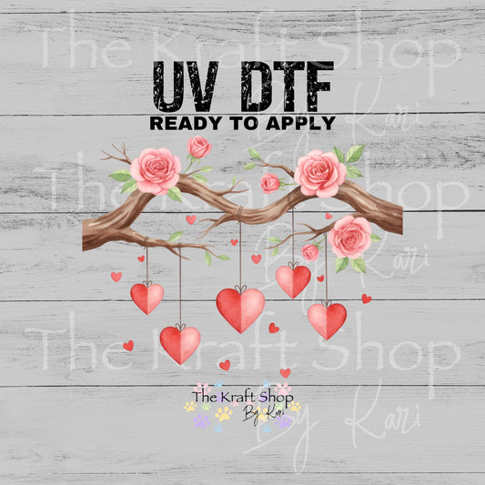 UV DTF Sticker print Valentine Heart Branch Valentine's Day decal #7616