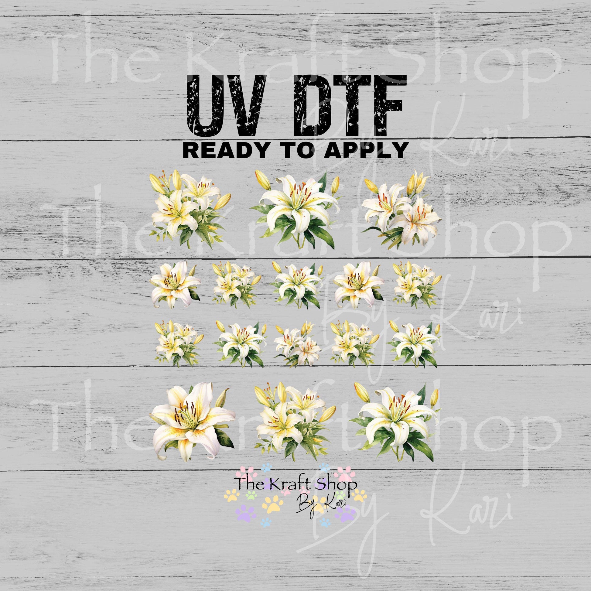 UV DTF Sticker print Yellow Lily Element sheet Mixed Media decal #10358