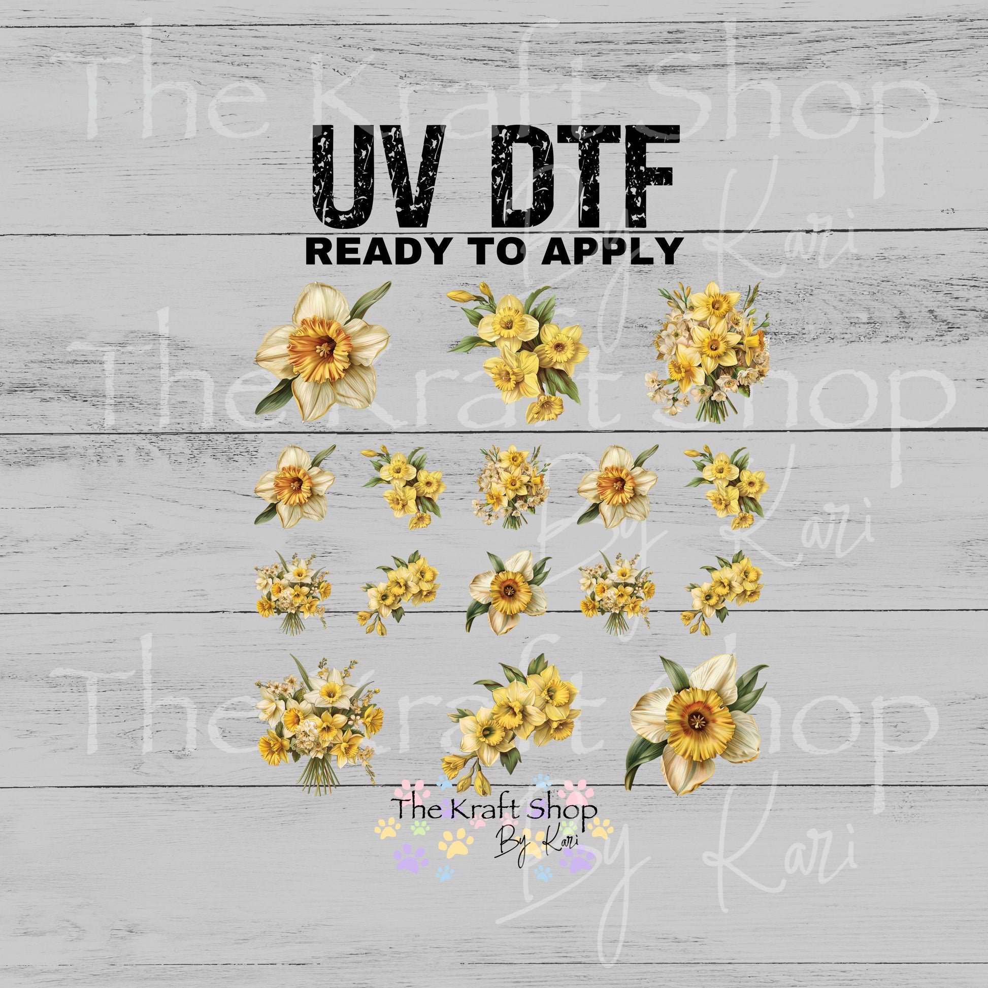 UV DTF Sticker print Daffodil Element sheet Mixed Media decal #10362