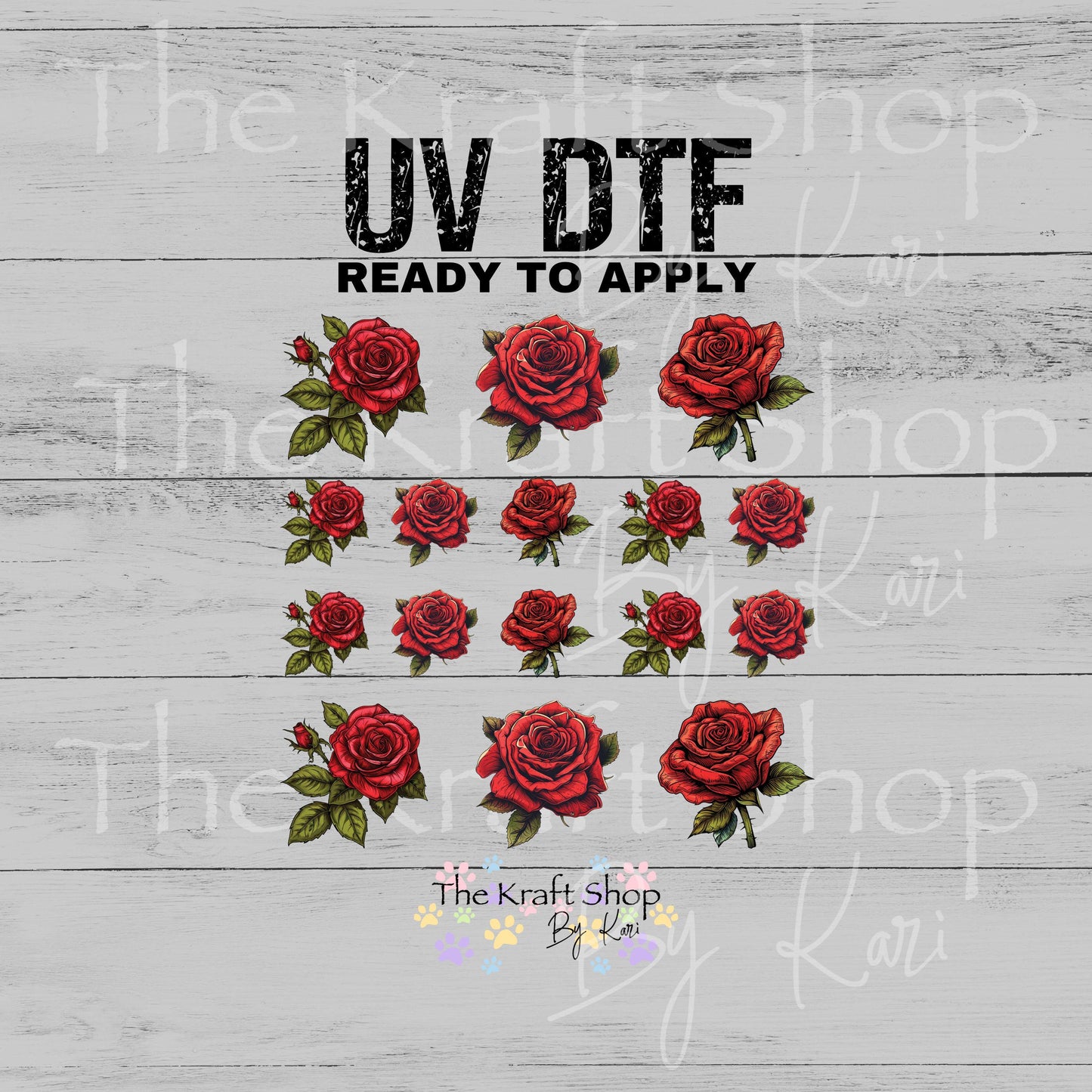 UV DTF Sticker print Roses Element sheet Mixed Media decal #10370