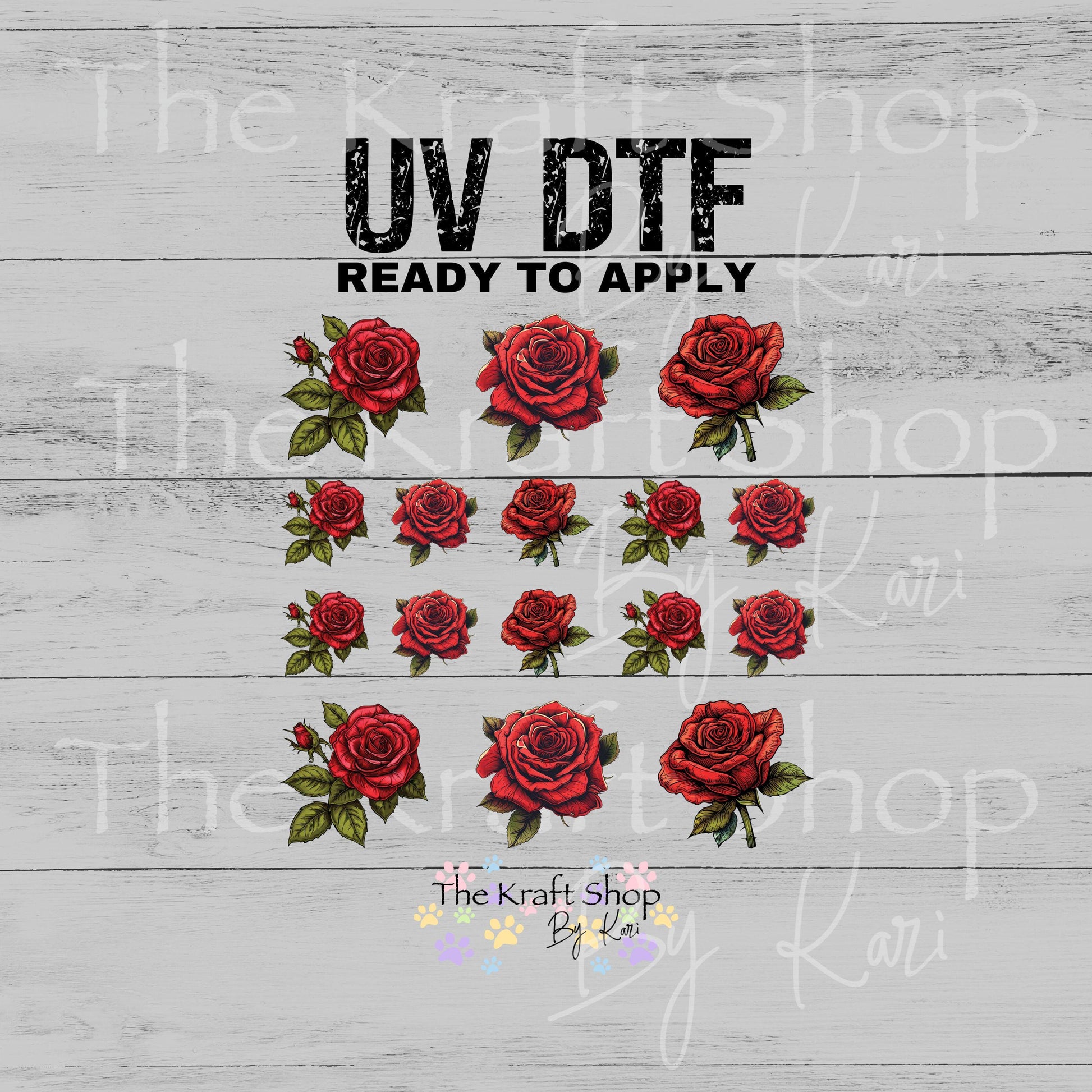 UV DTF Sticker print Roses Element sheet Mixed Media decal #10370