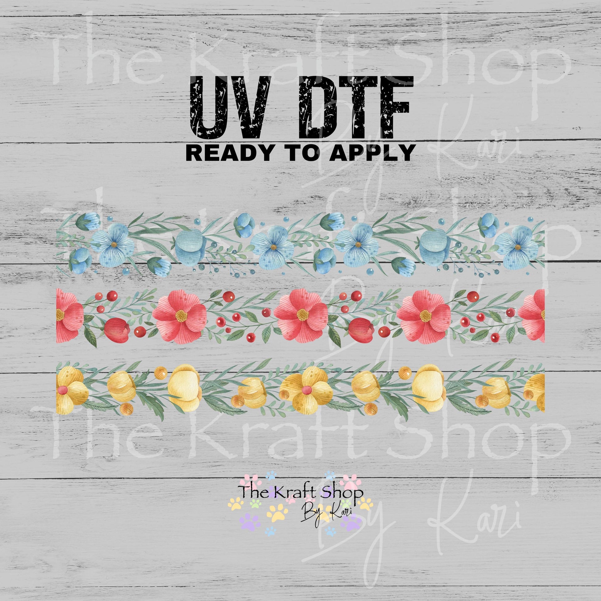 UV DTF Sticker print. Flower borders 3 pk Flower border bundle tumbler helper tumbler decal. Permanent sticker #10381