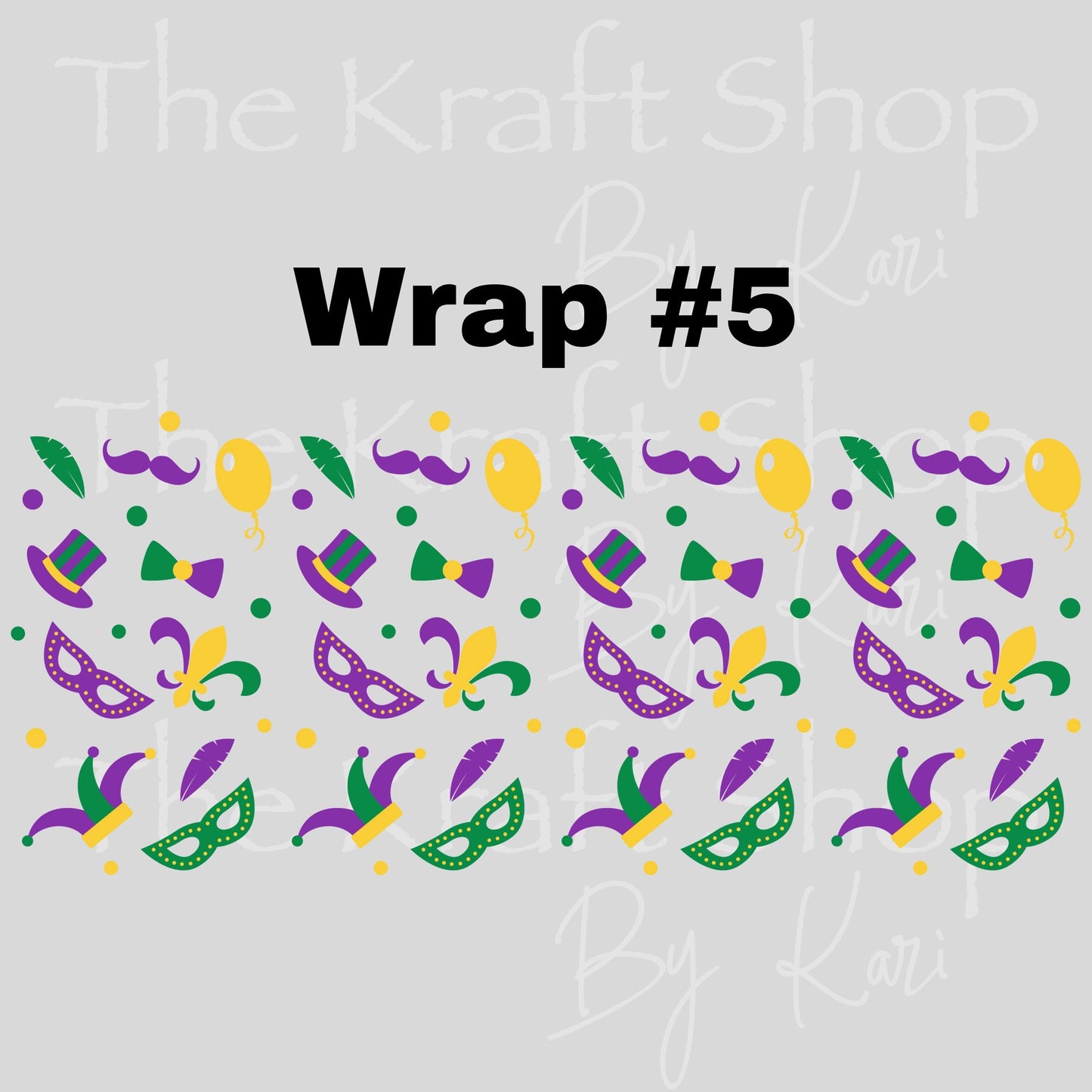 UV DTF Sticker print. Mardi Gras Glass Can wrap decal, glass can tumbler decal. UV wrap for glass can tumbler. #7638