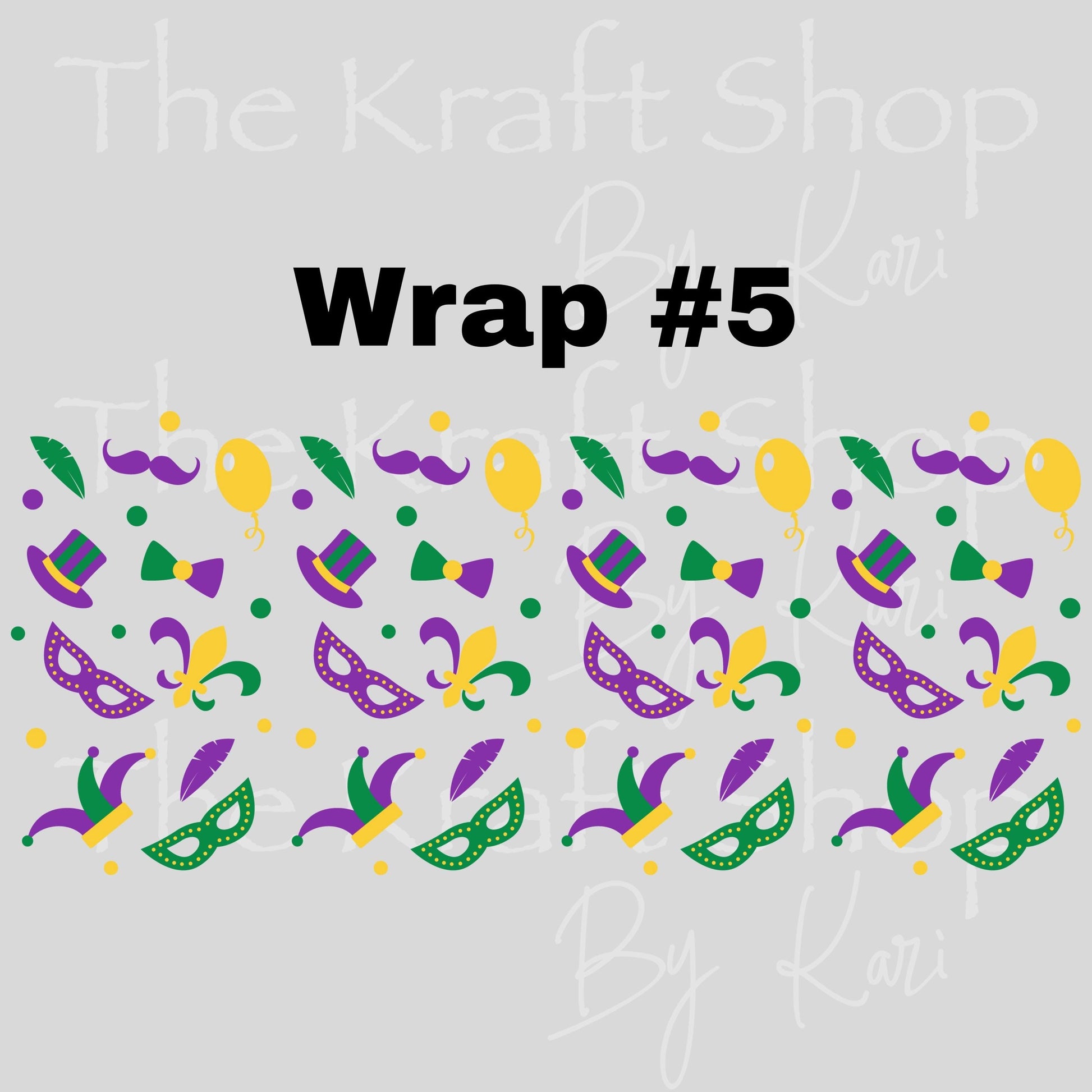 UV DTF Sticker print. Mardi Gras Glass Can wrap decal, glass can tumbler decal. UV wrap for glass can tumbler. #7638