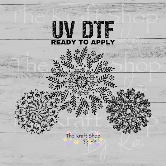 UV DTF Sticker print Flower Flamingo Magnolia Leaves mandala circle decal, tumbler decal, permanent sticker. #10390