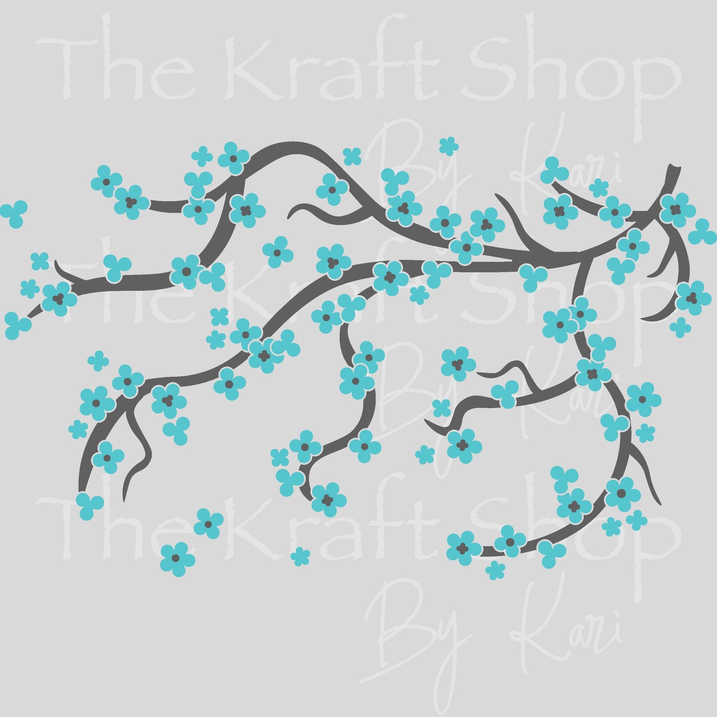 UV DTF Sticker print. Blue sakura 24 oz tapered wrap or element sheet of decals for acrylic tumblers #5483