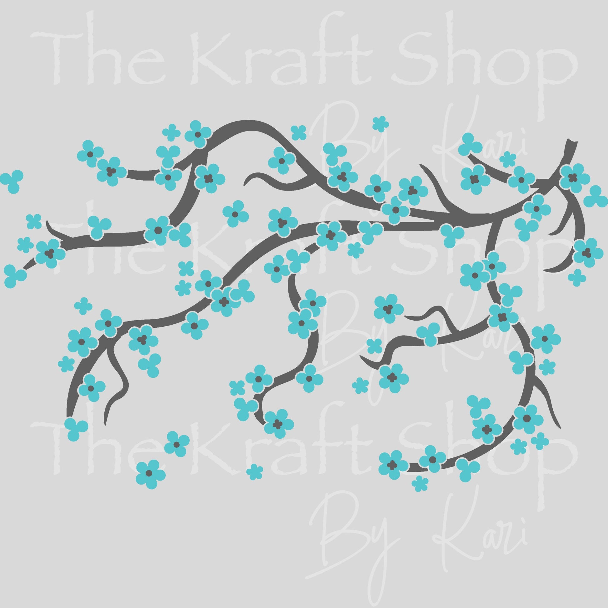 UV DTF Sticker print. Blue sakura 24 oz tapered wrap or element sheet of decals for acrylic tumblers #5483