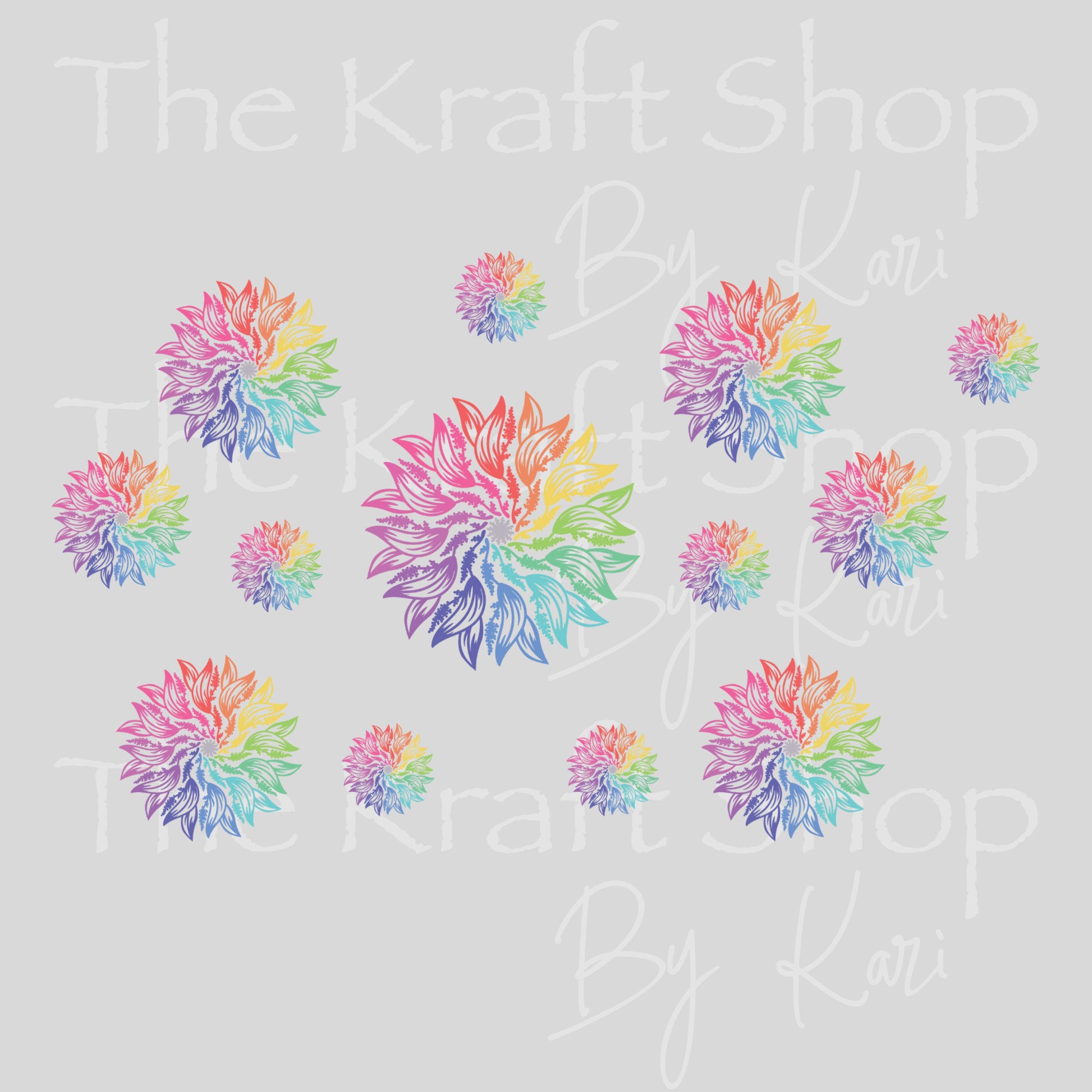 UV DTF Sticker print. Multicolor mandala 24 oz tapered wrap or element sheet of decals for acrylic tumblers #5484