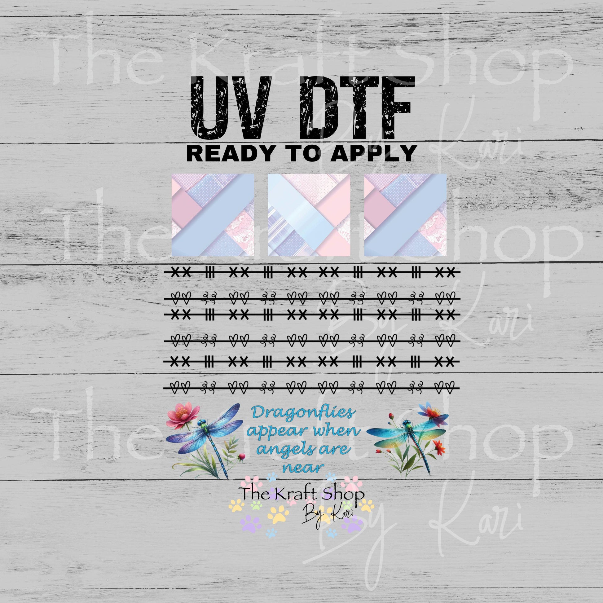 UV DTF Sticker print Patchwork Element Dragonfly mixed media Element sheet 9x9 decal #10395