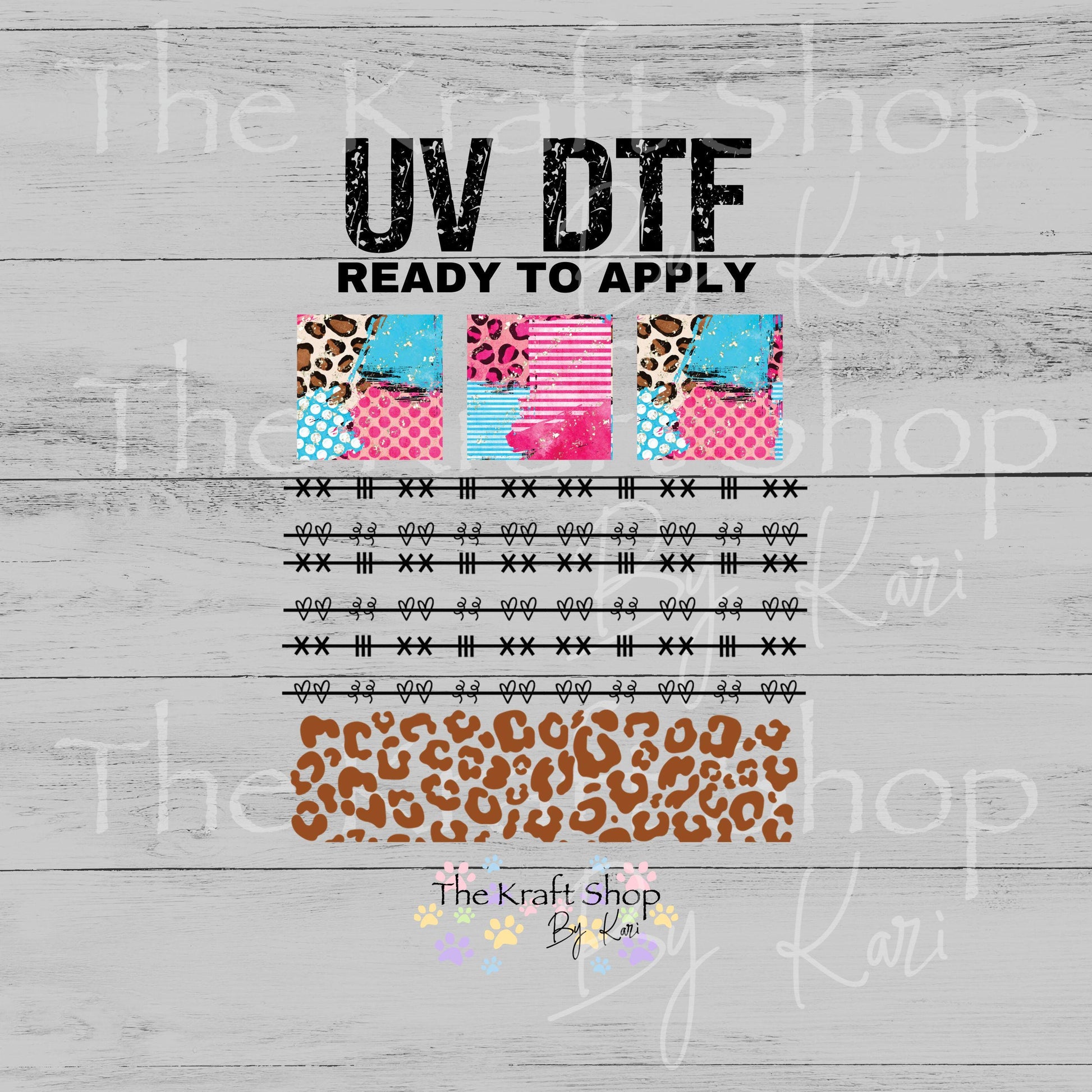 UV DTF Sticker print Patchwork Element Cheetah flowers mixed media Element sheet 9x9 decal #10397