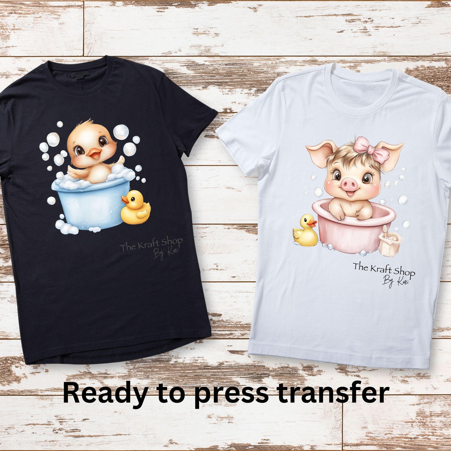 DTF ready to press transfer Baby Bath cute animals in a tub shirt transfer, DTF Print #11602