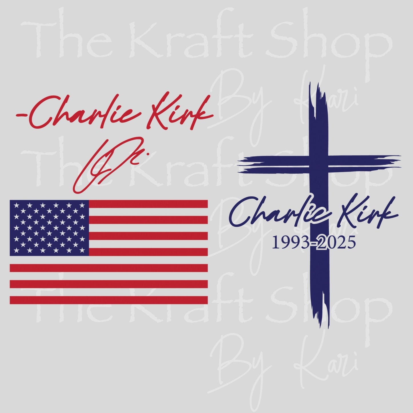 UV DTF Sticker print Charlie Kirk Bundle of 3pk Patriotic flag and cross decals, tumbler decal, permanent sticker.#2037