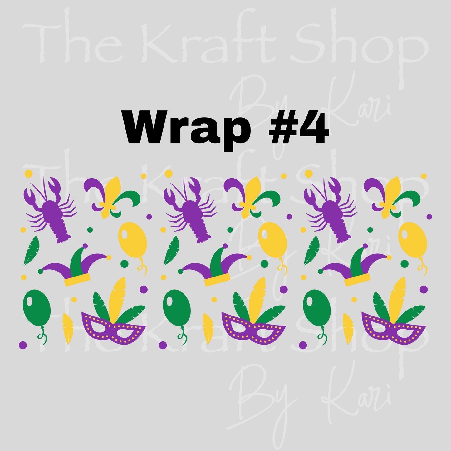 UV DTF Sticker print. Mardi Gras Glass Can wrap decal, glass can tumbler decal. UV wrap for glass can tumbler. #7638
