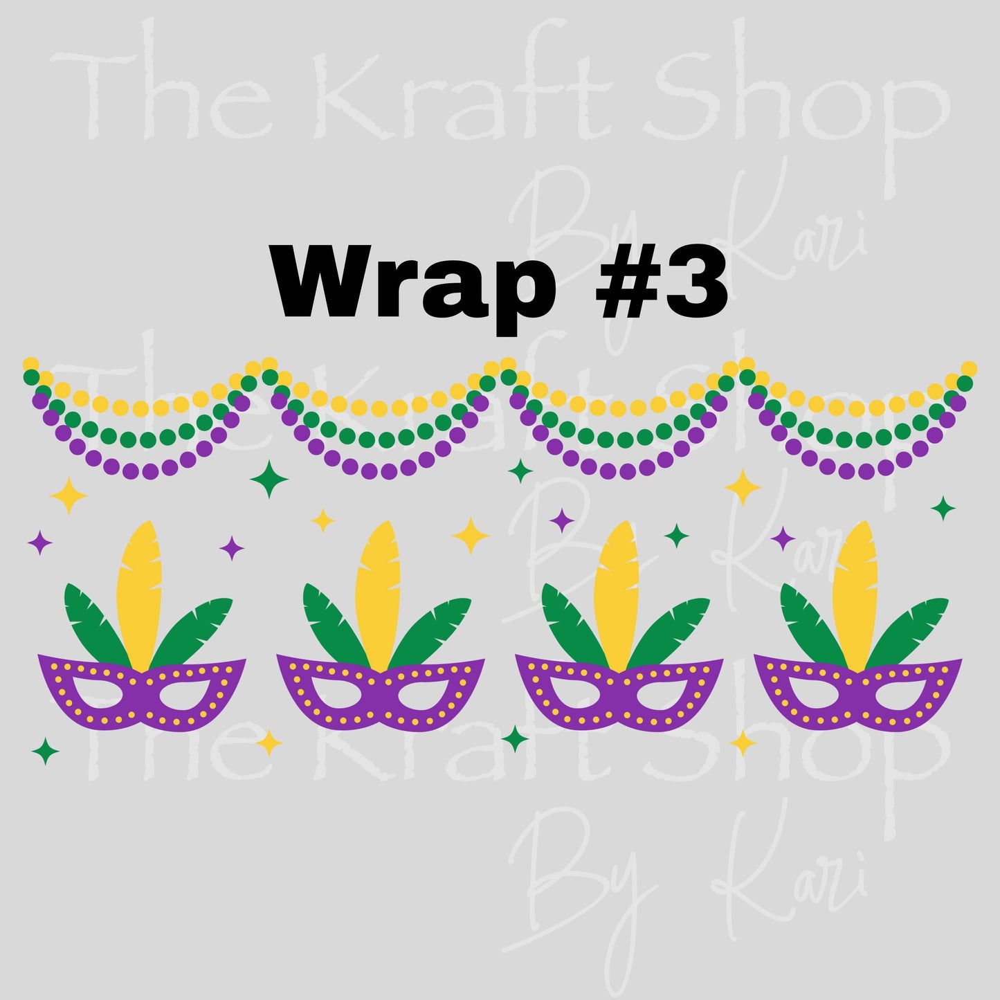 UV DTF Sticker print. Mardi Gras Glass Can wrap decal, glass can tumbler decal. UV wrap for glass can tumbler. #7638