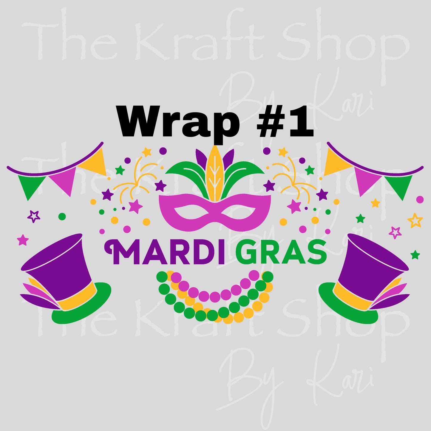 UV DTF Sticker print. Mardi Gras Glass Can wrap decal, glass can tumbler decal. UV wrap for glass can tumbler. #7638