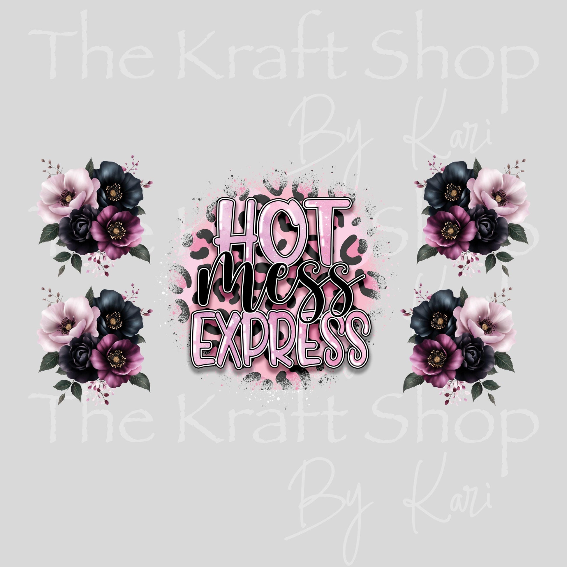 UV DTF Sticker print Hot Mess Express purple pink cheetah leopard mixed media Element sheet 4pk decal #4588
