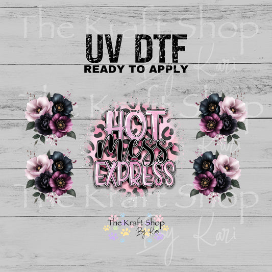 UV DTF Sticker print Hot Mess Express purple pink cheetah leopard mixed media Element sheet 4pk decal #4588
