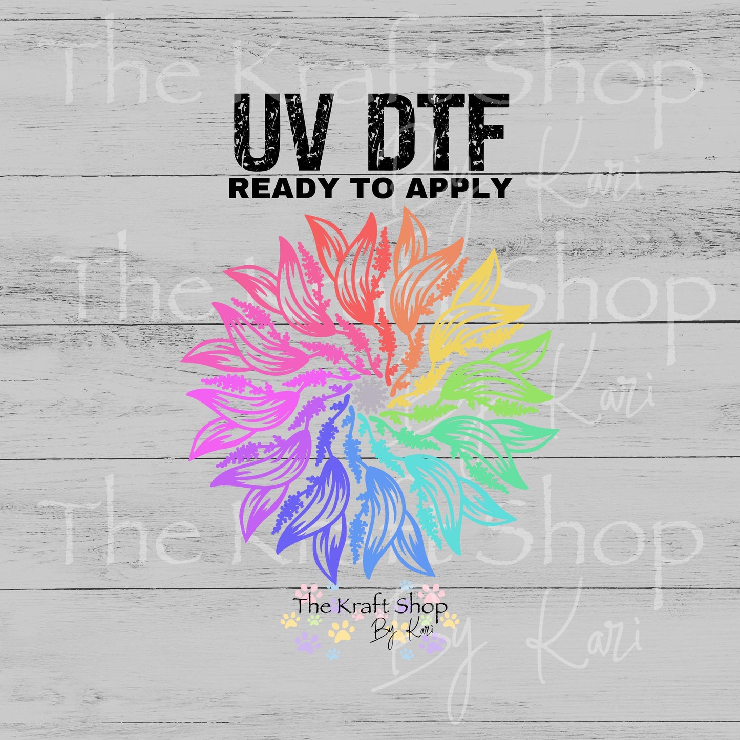 UV DTF Sticker print Multicolored flower mandala circle decal, tumbler decal, permanent sticker. #10389