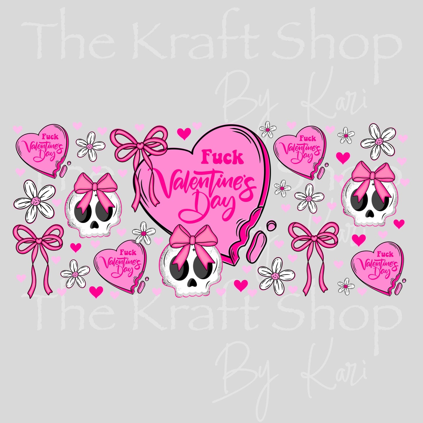 UV DTF Sticker print. Fuck Valentine's Day Anti Valentine glass can wrap decal, tumbler decal, permanent sticker #5495