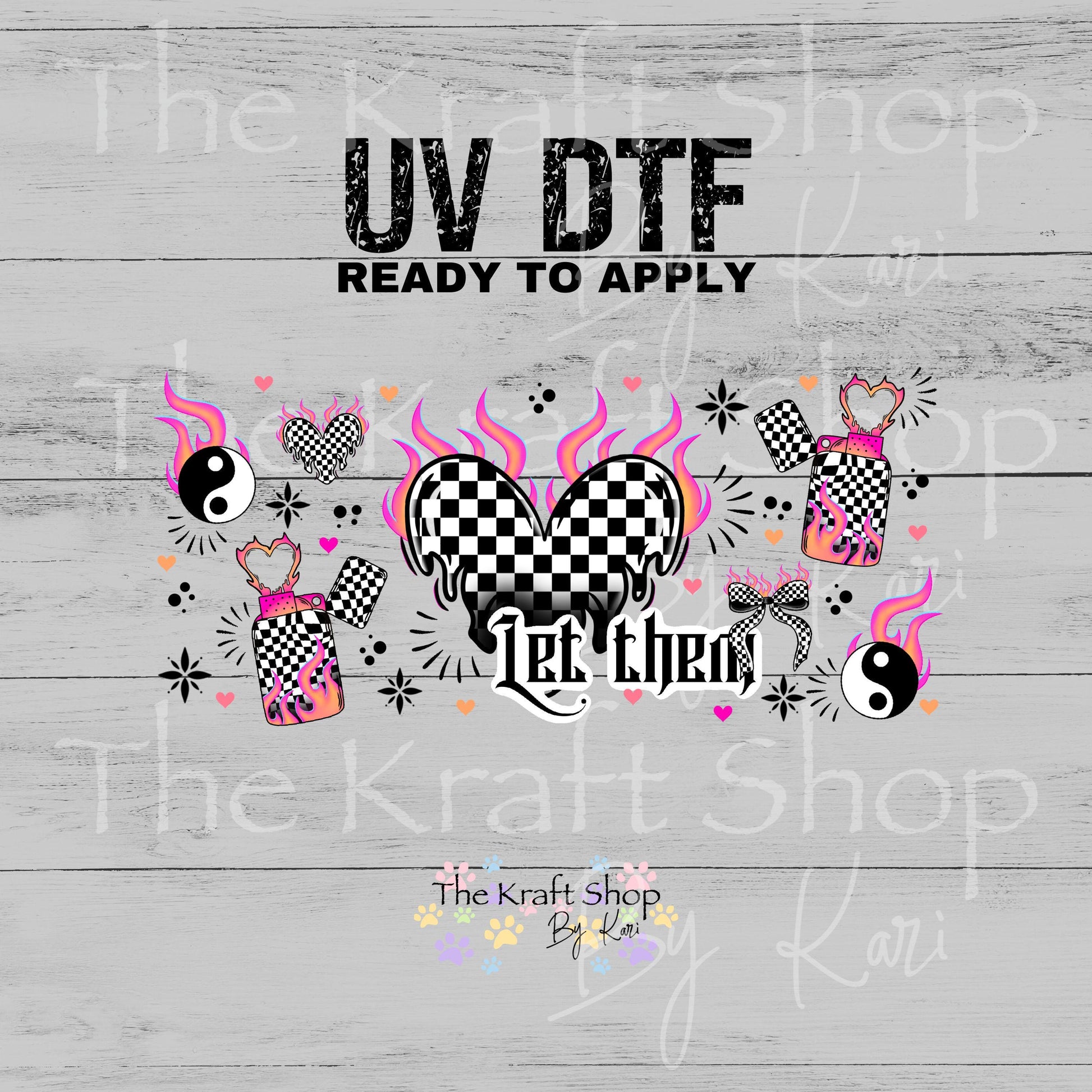 UV DTF Sticker print. Checkered Let them glass can wrap decal, tumbler decal, permanent sticker #5496