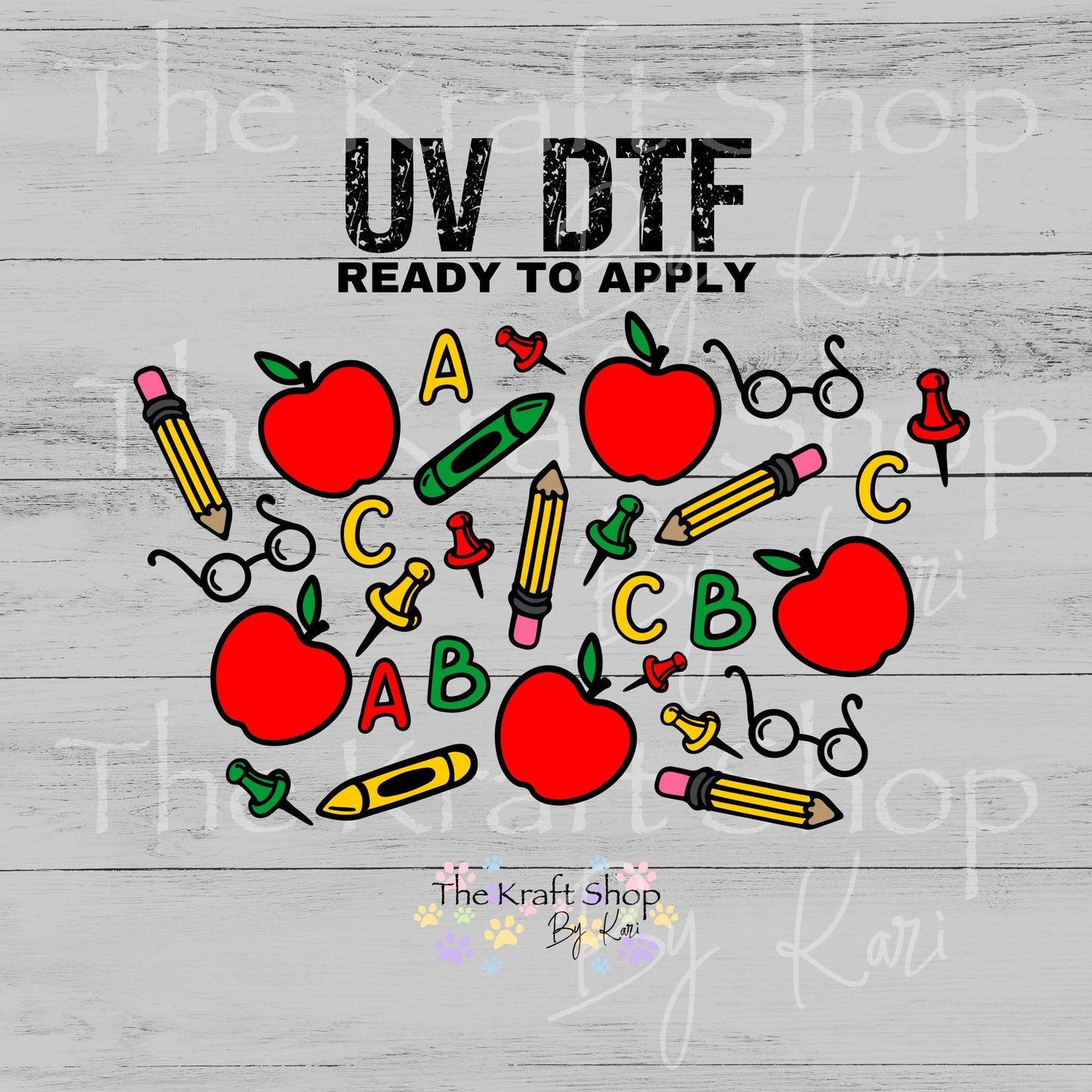 UV DTF Sticker print. Teacher school element 24 oz tapered wrap or element sheet of decals for acrylic tumblers #5486