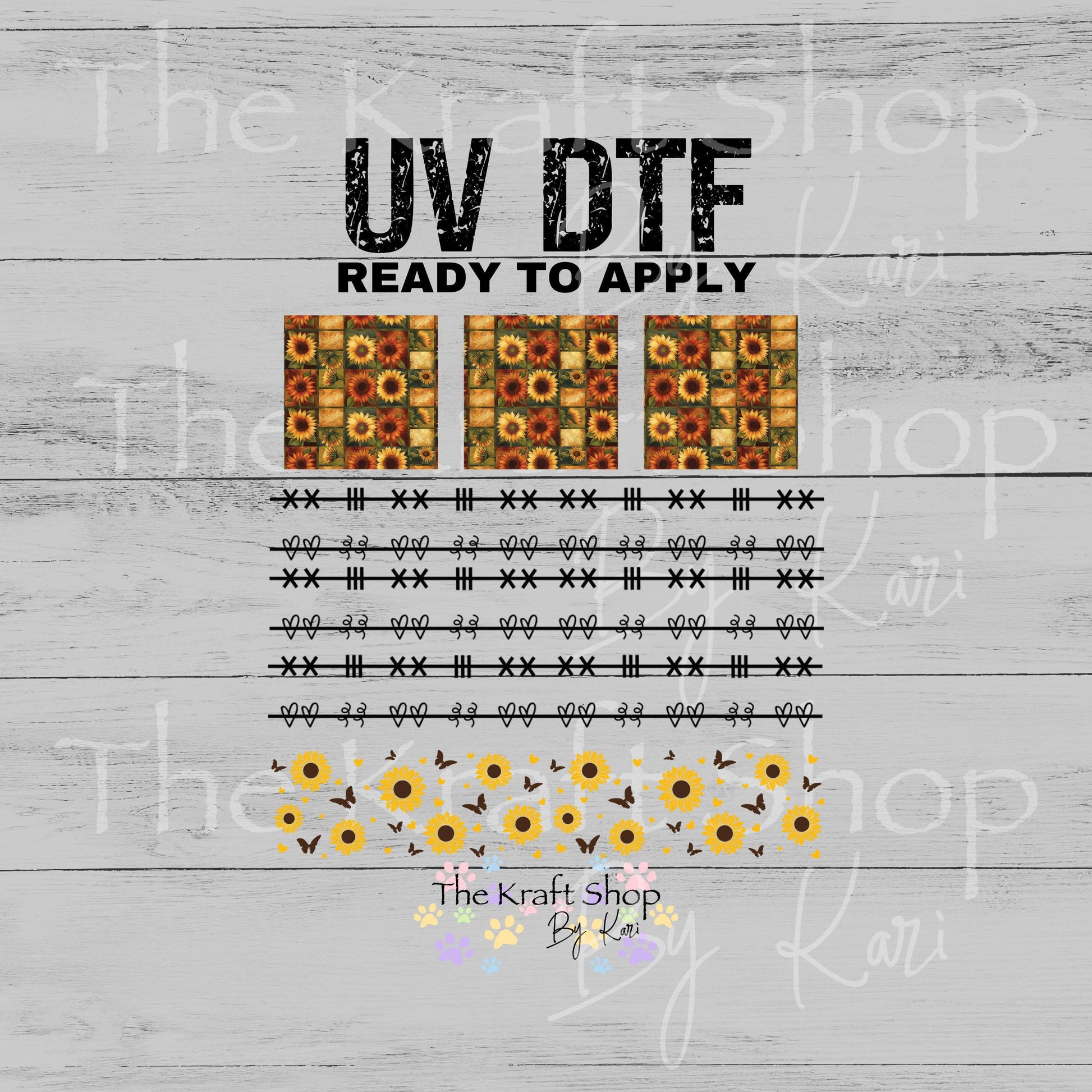UV DTF Sticker print Patchwork Element Sunflowers mixed media Element sheet 9x9 decal #10393
