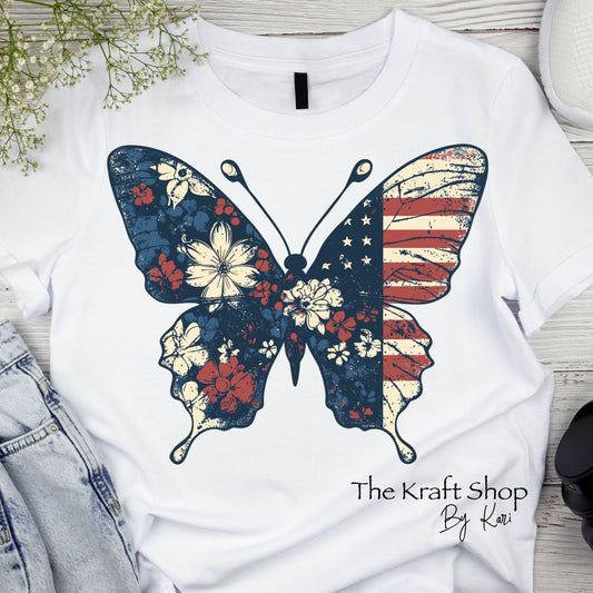 DTF ready to press transfer American Butterfly shirt transfer, DTF Print #11601