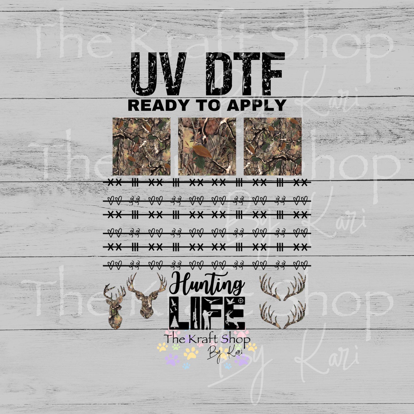 UV DTF Sticker print Patchwork Element Hunting and elements mixed media Element sheet 9x9 decal #10405