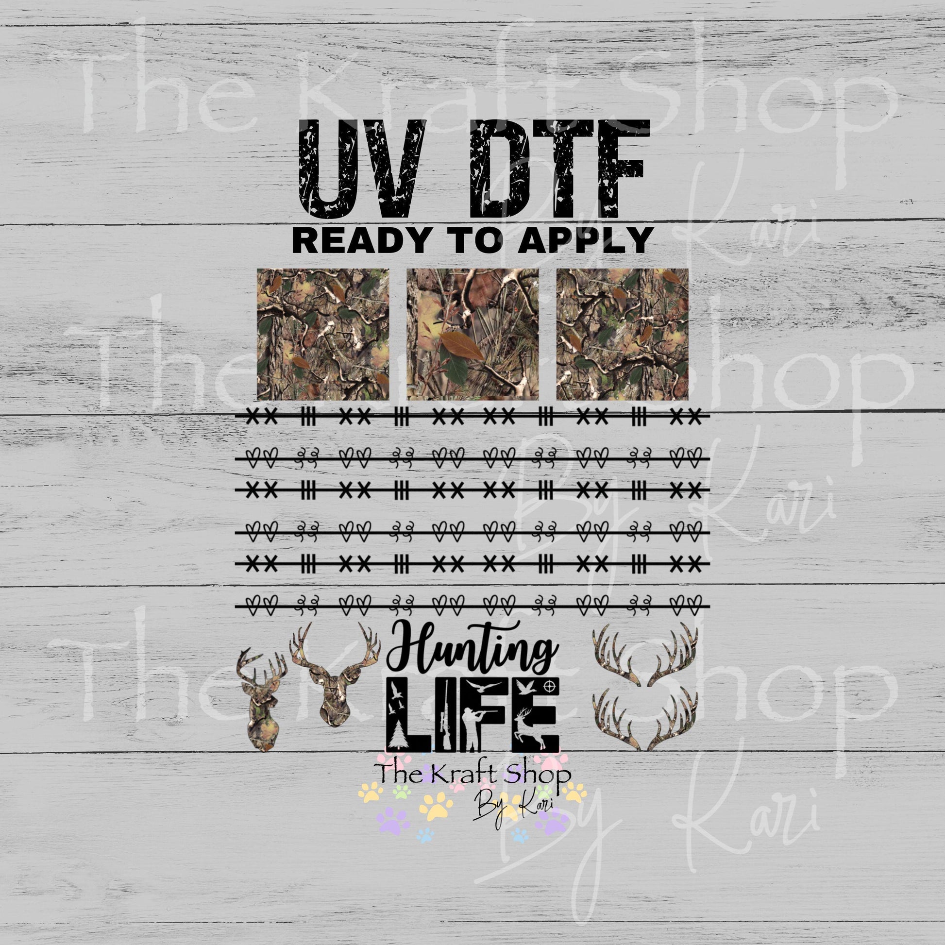 UV DTF Sticker print Patchwork Element Hunting and elements mixed media Element sheet 9x9 decal #10405