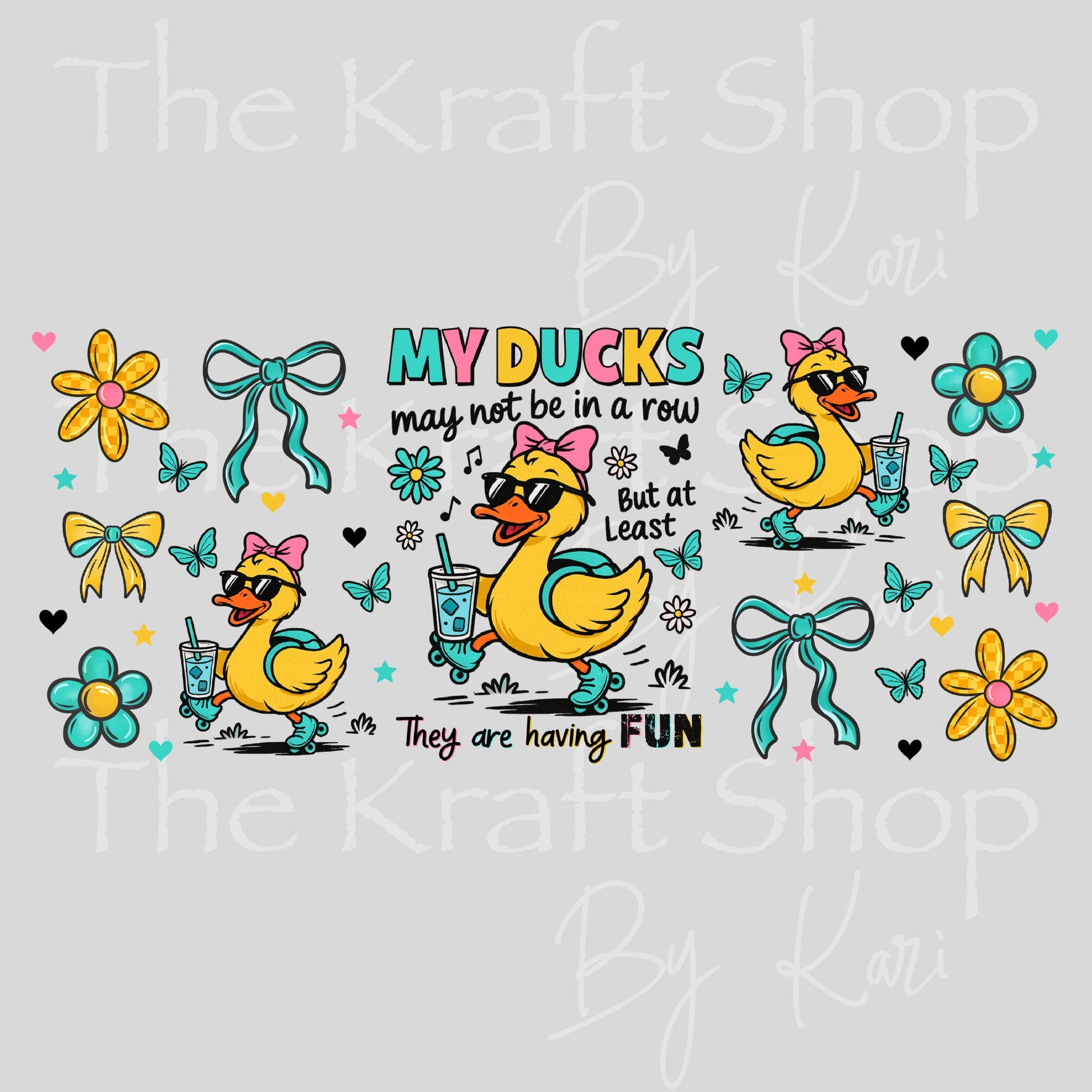 UV DTF Sticker print. My ducks are not in a row glass can wrap decal, tumbler decal, permanent sticker #5497