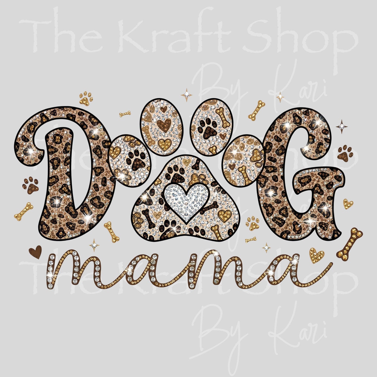 UV DTF Sticker print Diamond Dog Mama faux sparkle decal, tumbler decal, permanent sticker. #4599