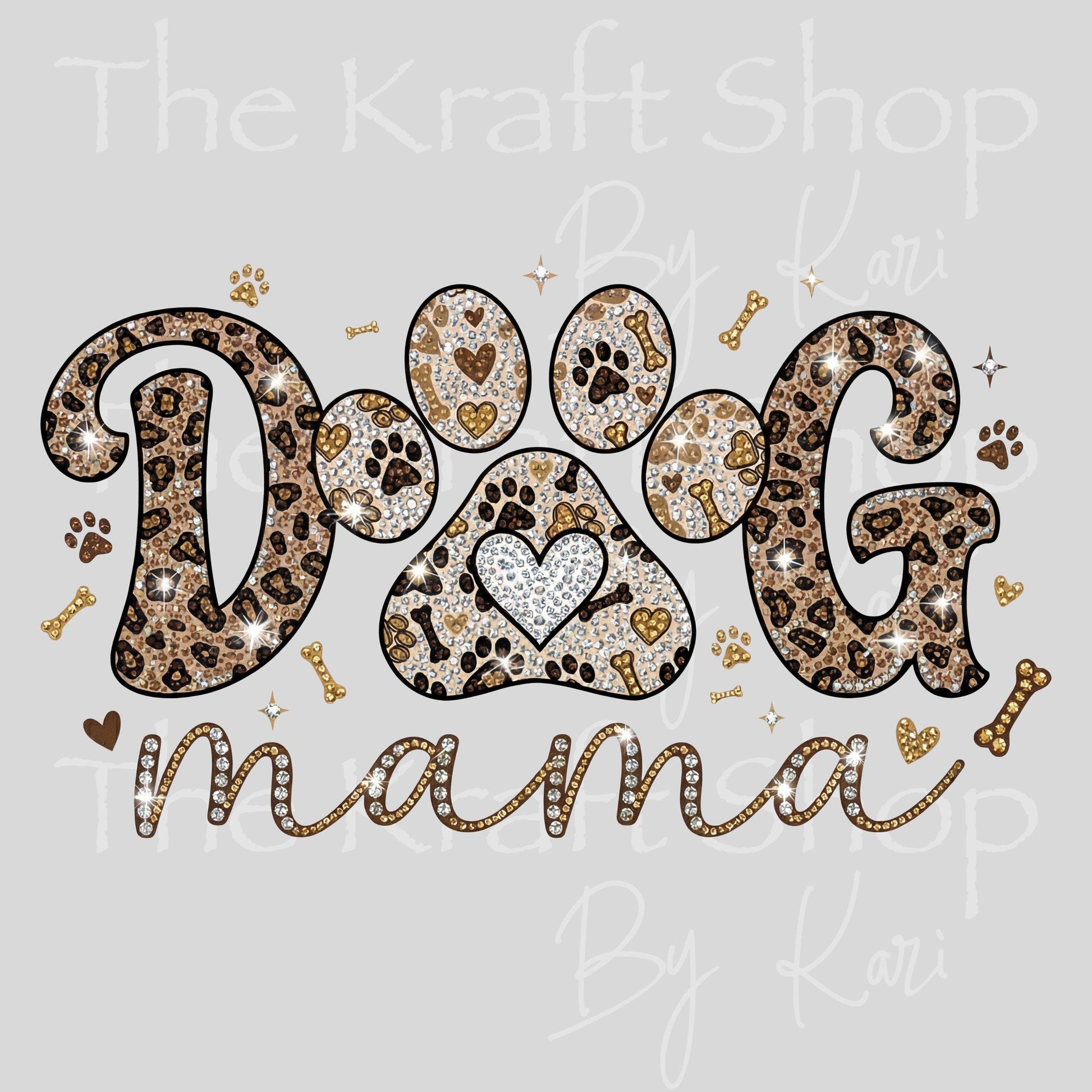 UV DTF Sticker print Diamond Dog Mama faux sparkle decal, tumbler decal, permanent sticker. #4599