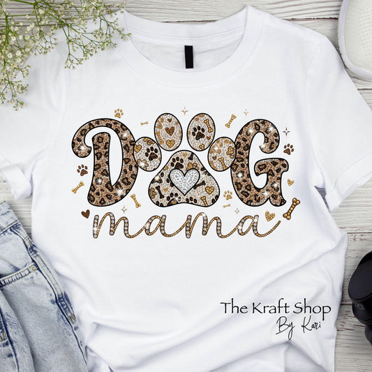 DTF ready to press transfer. Diamond Dog Mama faux sparkle . Direct to film heat press transfer. DTF Print, Heat Transfer#11605