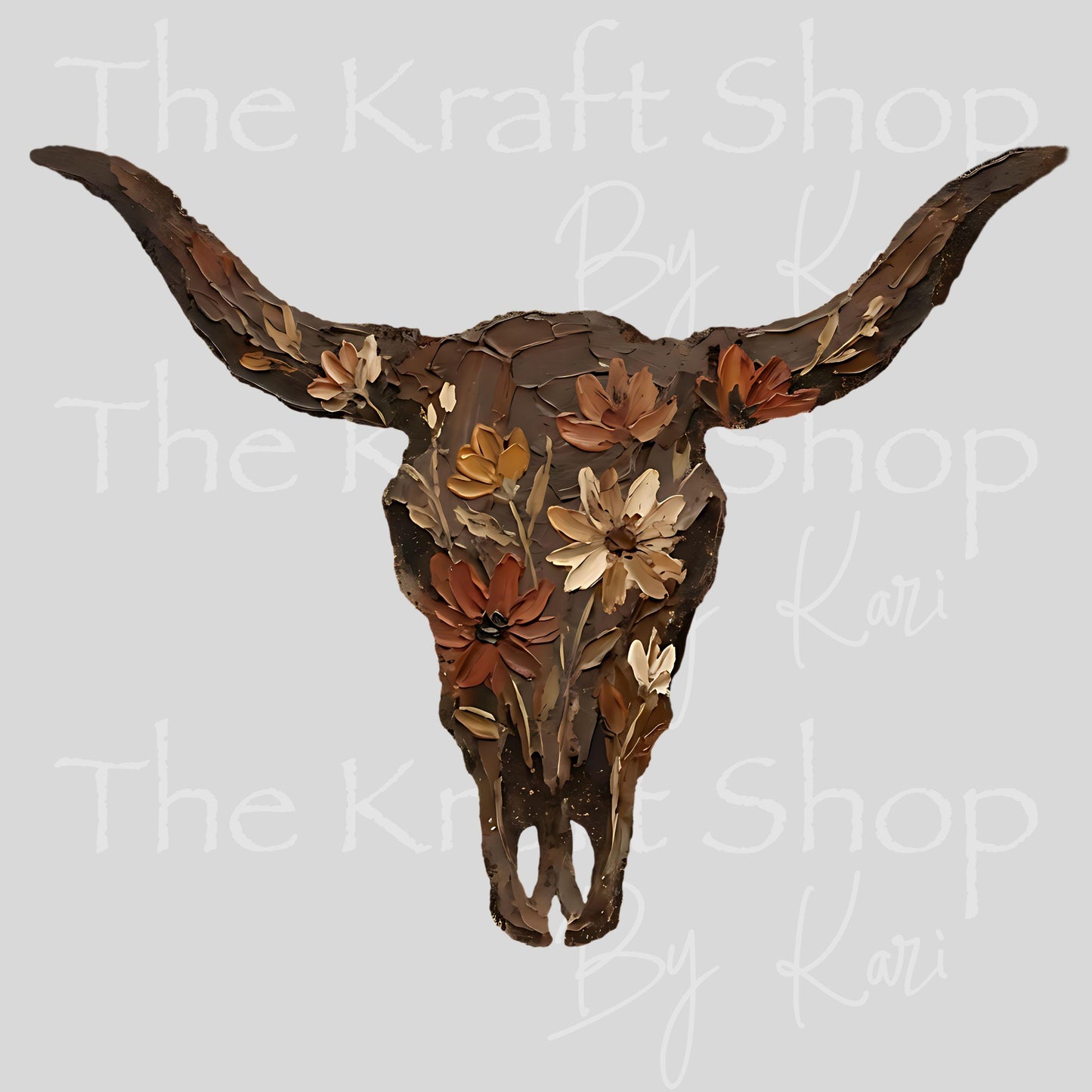 UV DTF Sticker print Floral cow skull with boho colors decal, tumbler decal, permanent sticker. #2038