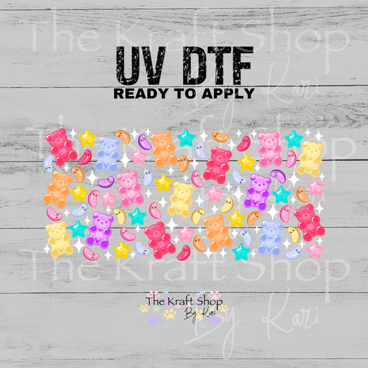UV DTF Sticker print. Jelly Bears candy wrap decals tumbler decal. Glass can wrap. Tumbler wrap #5502