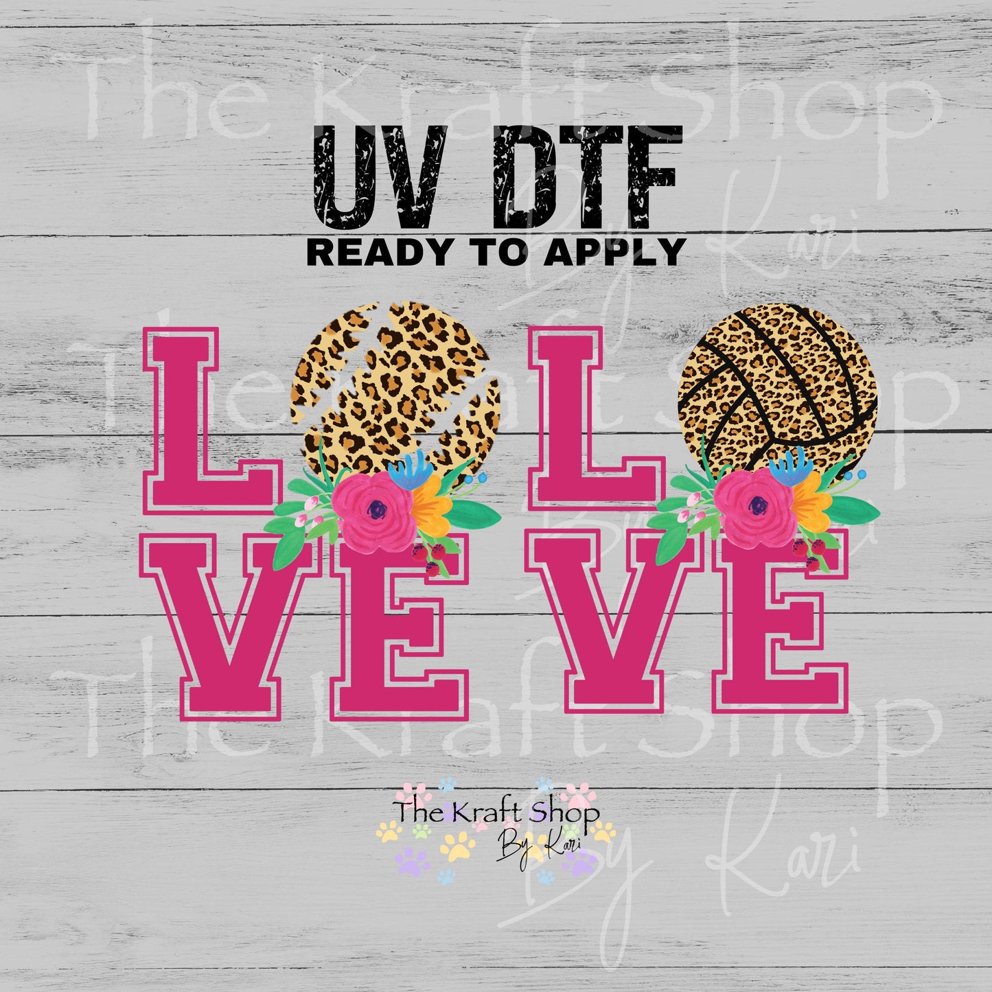 UV DTF Sticker print Love Volleyball Baseball Softball Leopard decal, tumbler decal, permanent sticker. #4603