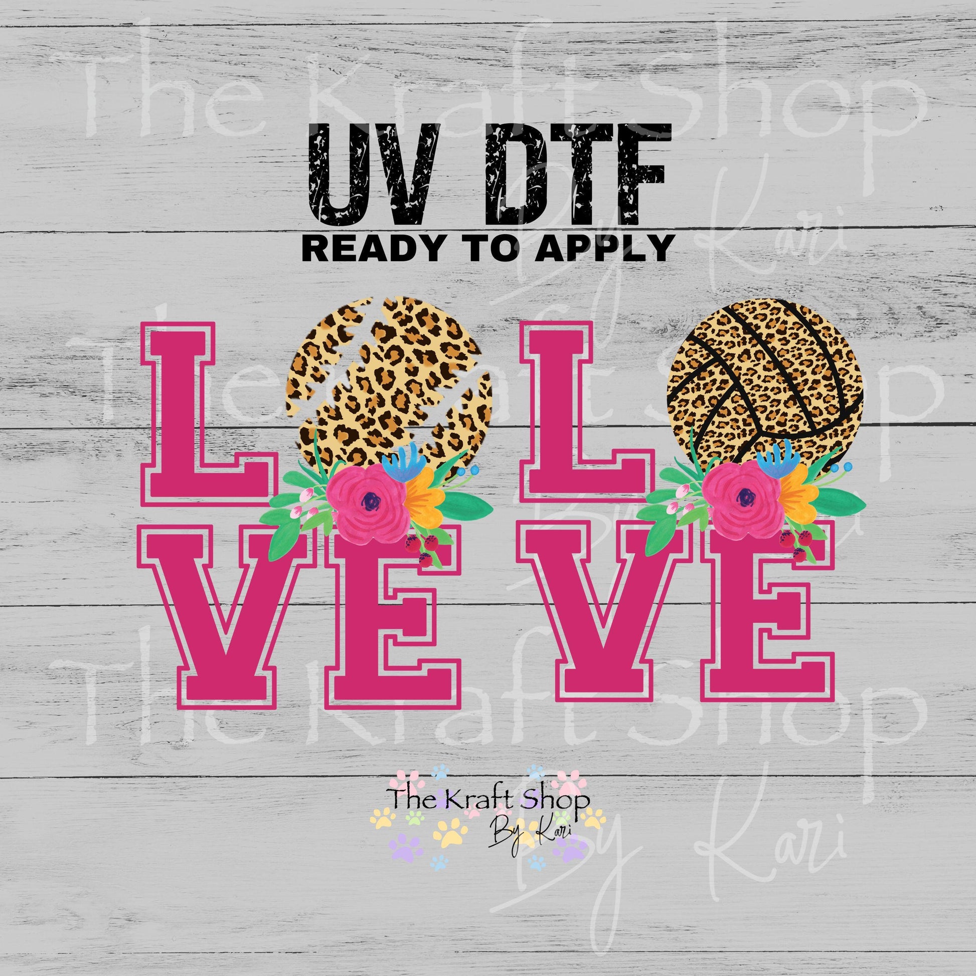 UV DTF Sticker print Love Volleyball Baseball Softball Leopard decal, tumbler decal, permanent sticker. #4603