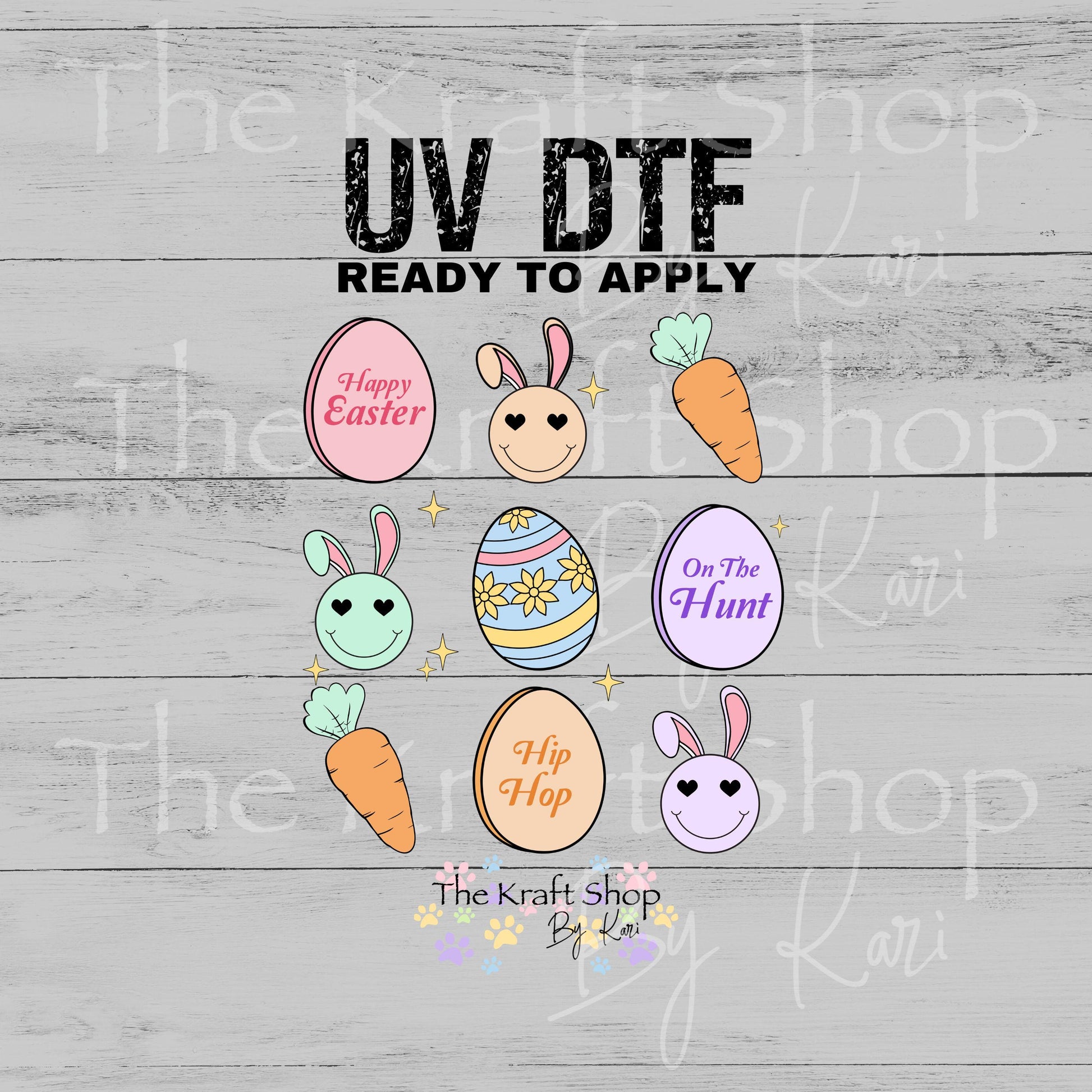 UV DTF Sticker prints. Smiley Face Easter Coquette decal, permanent sticker. UV wrap for glass can tumbler. #7652