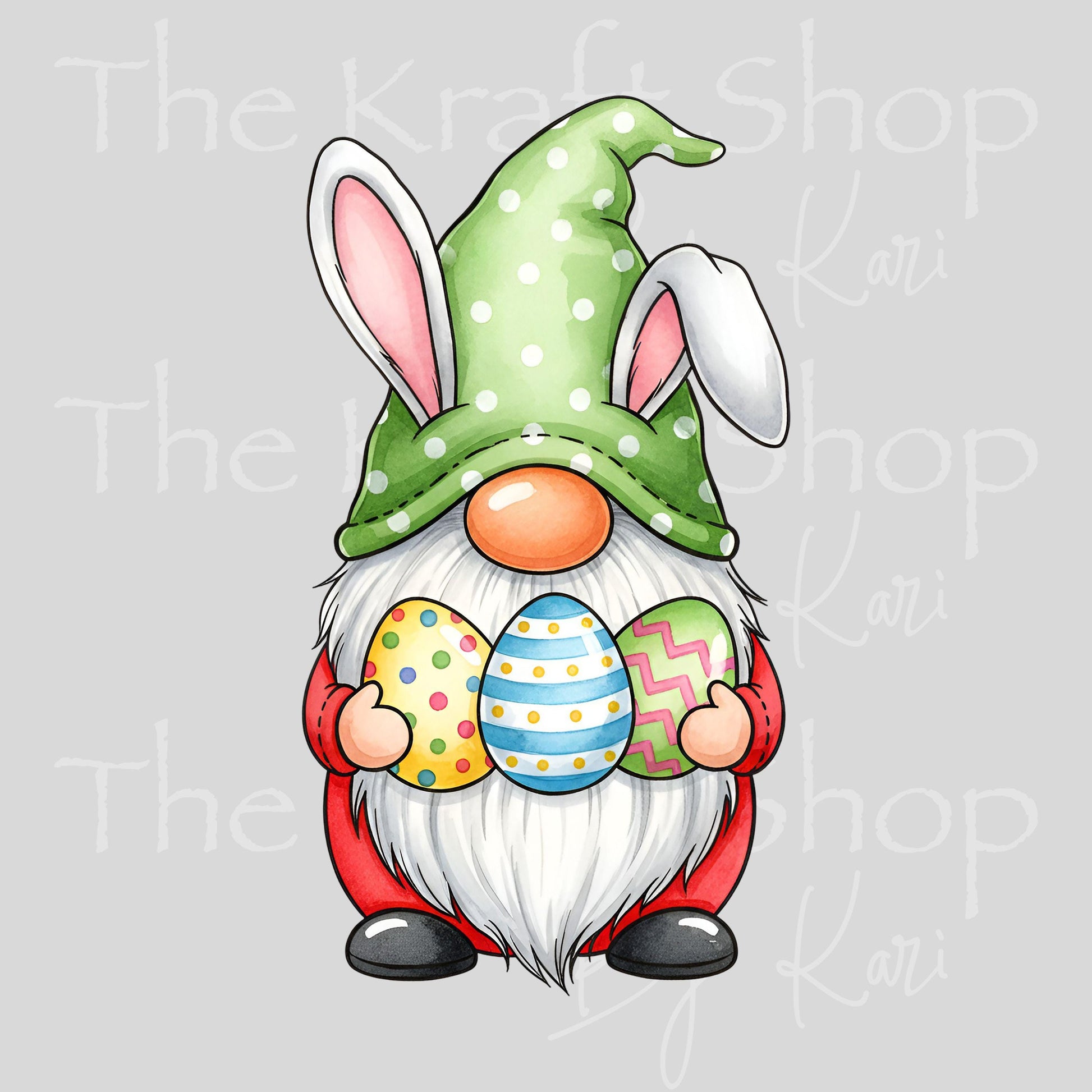 UV DTF Sticker print Easter Gnome holding eggs decal, tumbler decal, permanent sticker. #7653