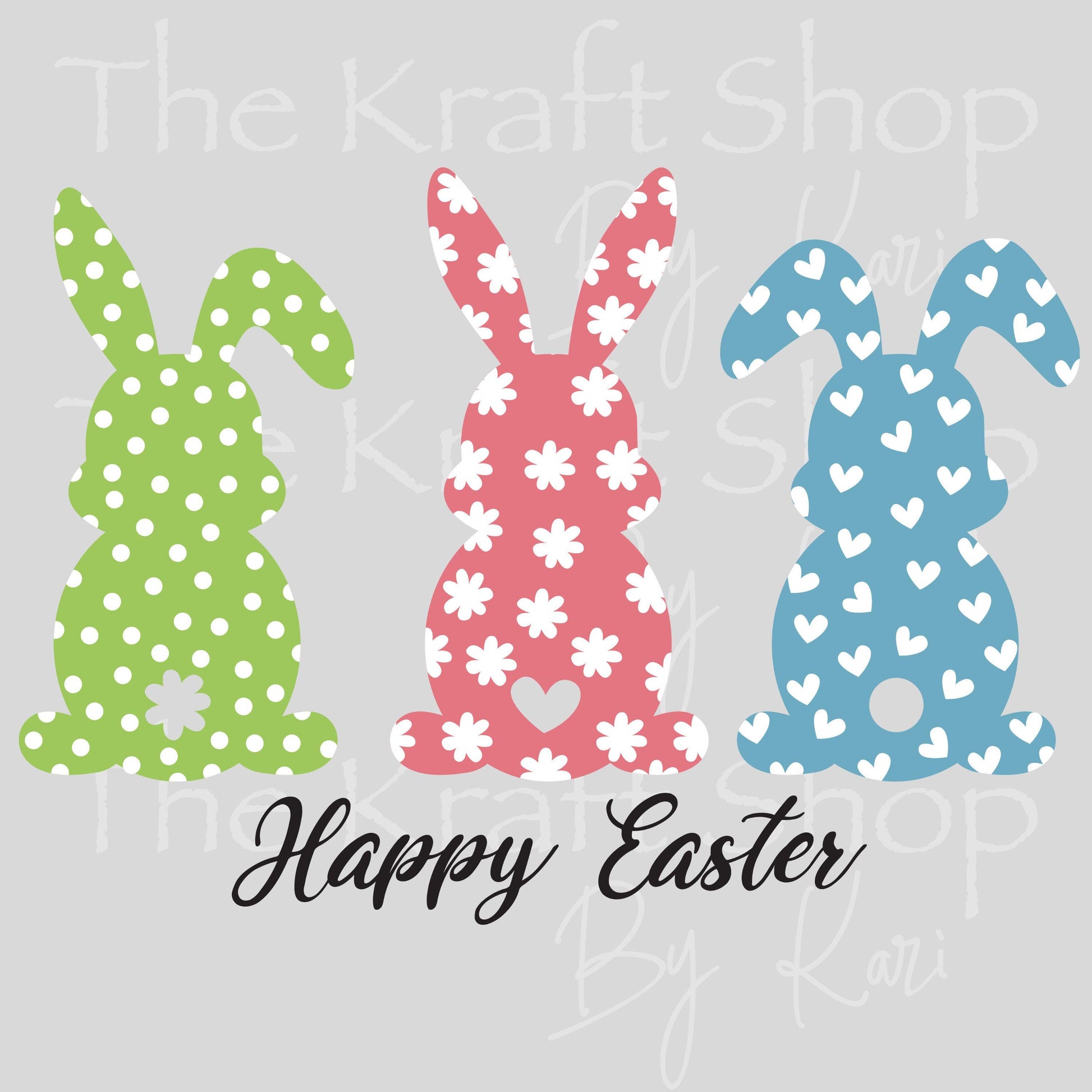 UV DTF Sticker print Easter Bunny Trio Happy Easter decal, tumbler decal, permanent sticker. #7655