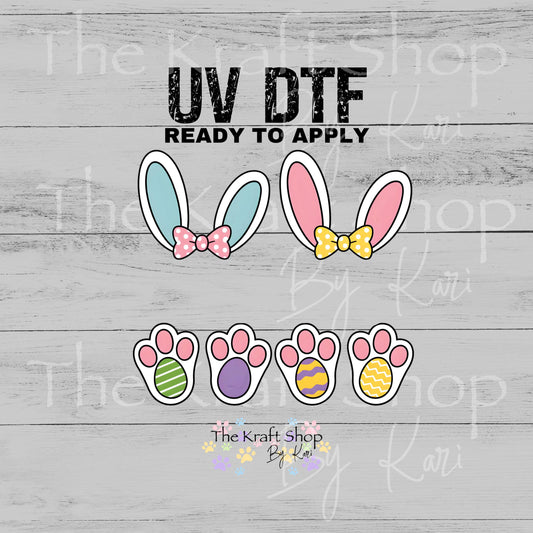UV DTF Sticker print Boy/Girl Bunny Name Blank Easter decal, tumbler decal, permanent sticker. #7657