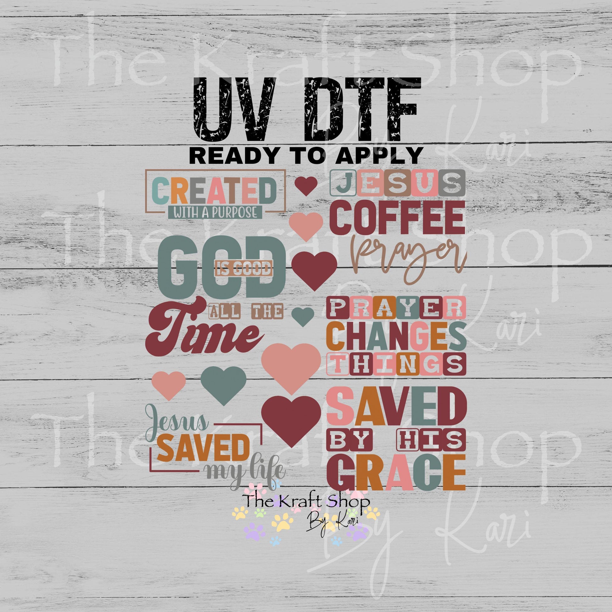 UV DTF Sticker print Created with a purpose Christian bundle Element sheet 8x8 decal, tumbler decal, permanent sticker. #4604
