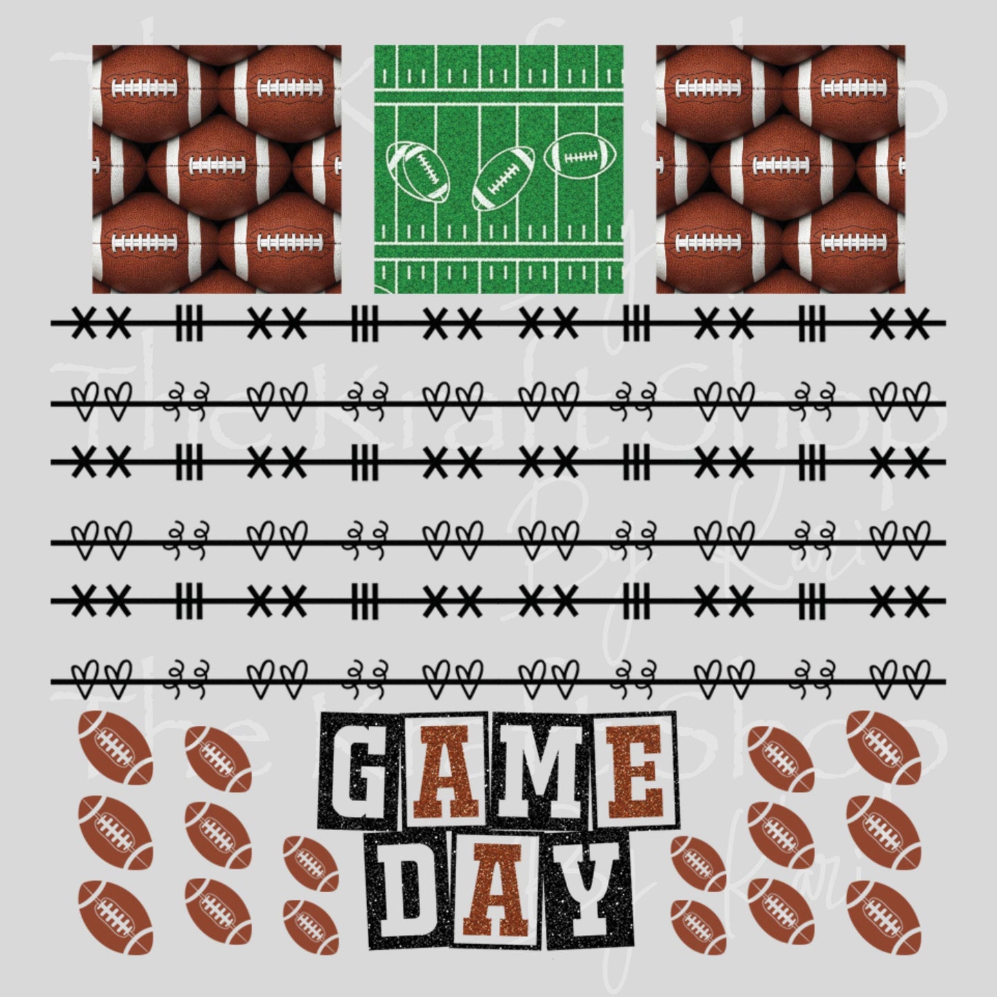 UV DTF Sticker print Patchwork Element Football and elements mixed media Element sheet 9x9 decal #10404