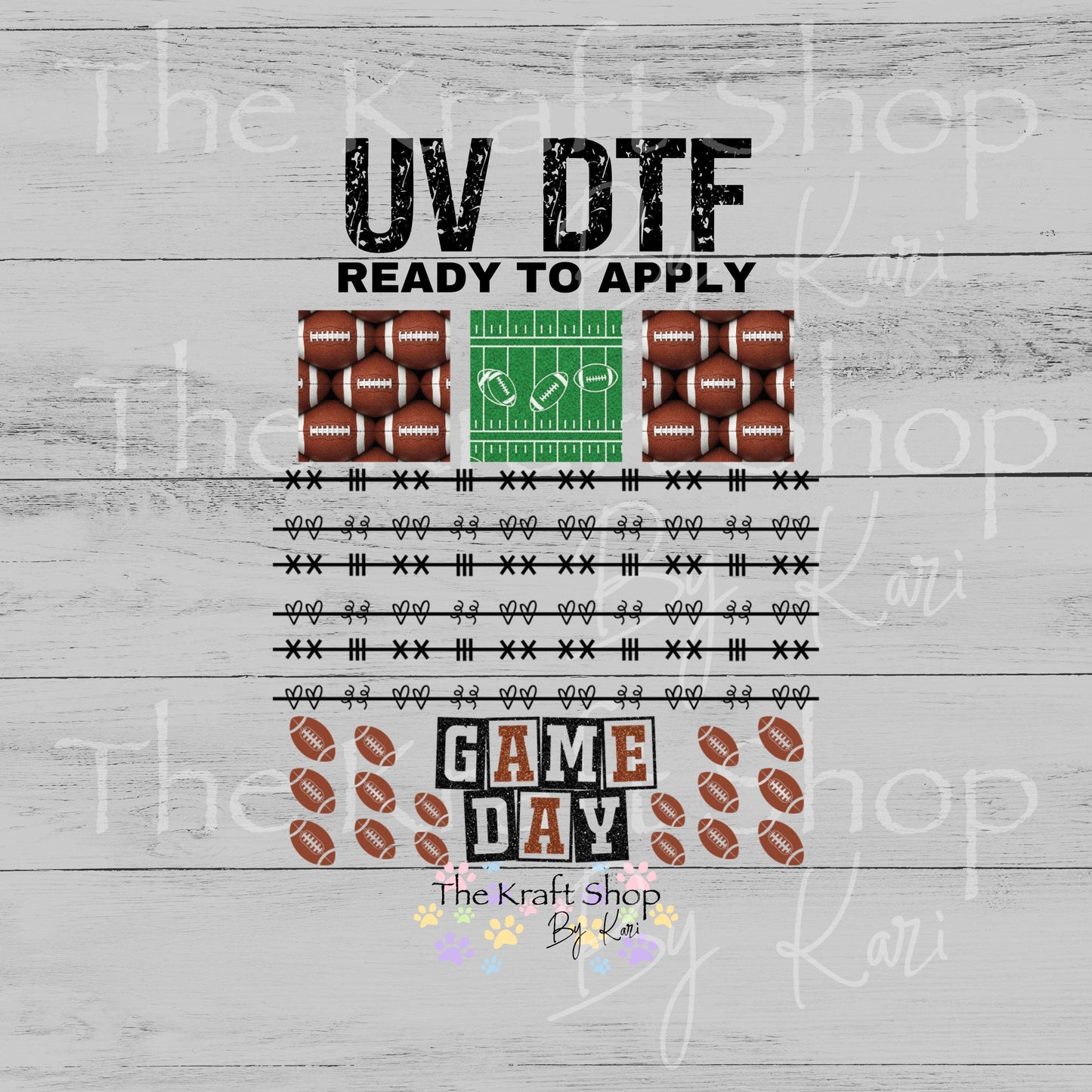 UV DTF Sticker print Patchwork Element Football and elements mixed media Element sheet 9x9 decal #10404