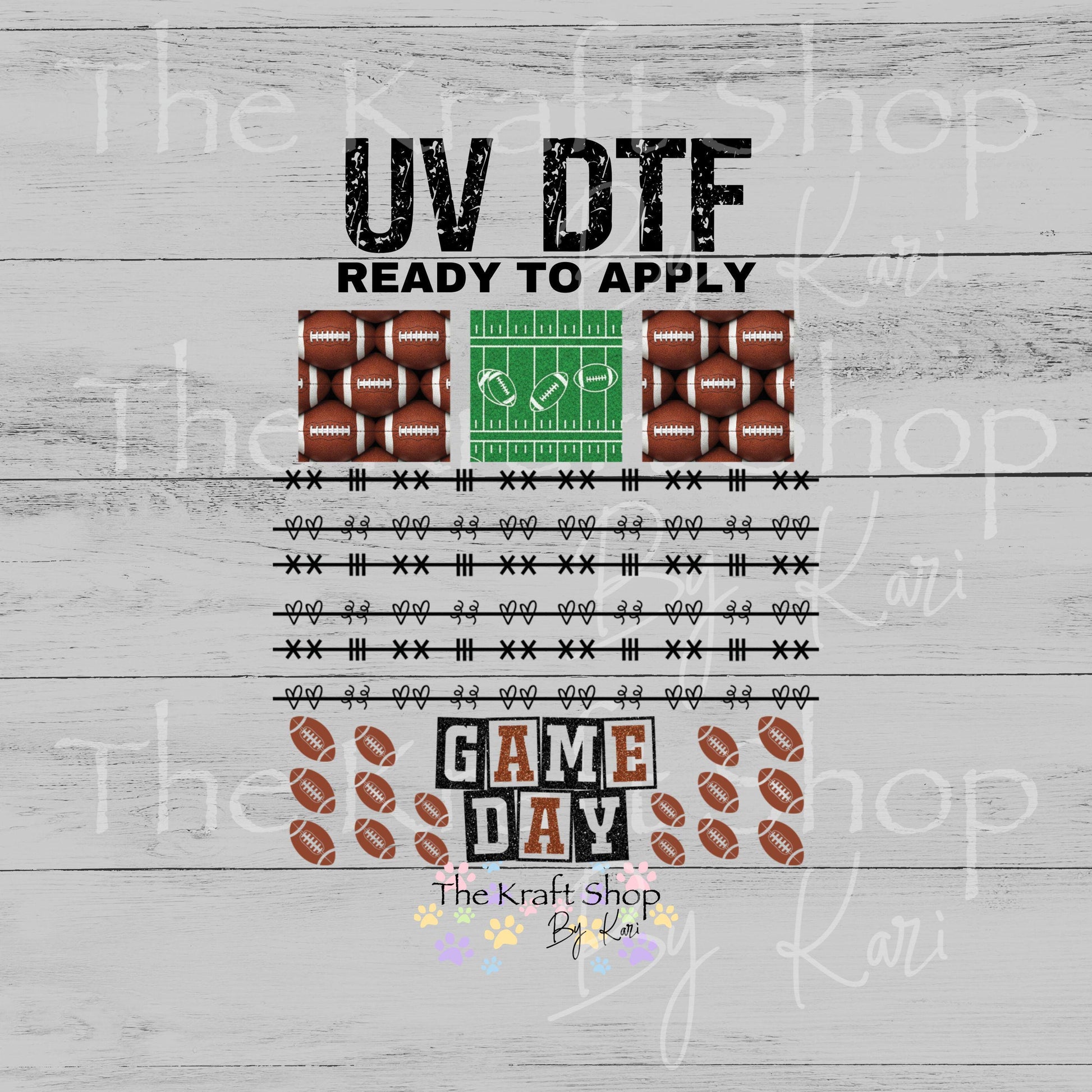 UV DTF Sticker print Patchwork Element Football and elements mixed media Element sheet 9x9 decal #10404