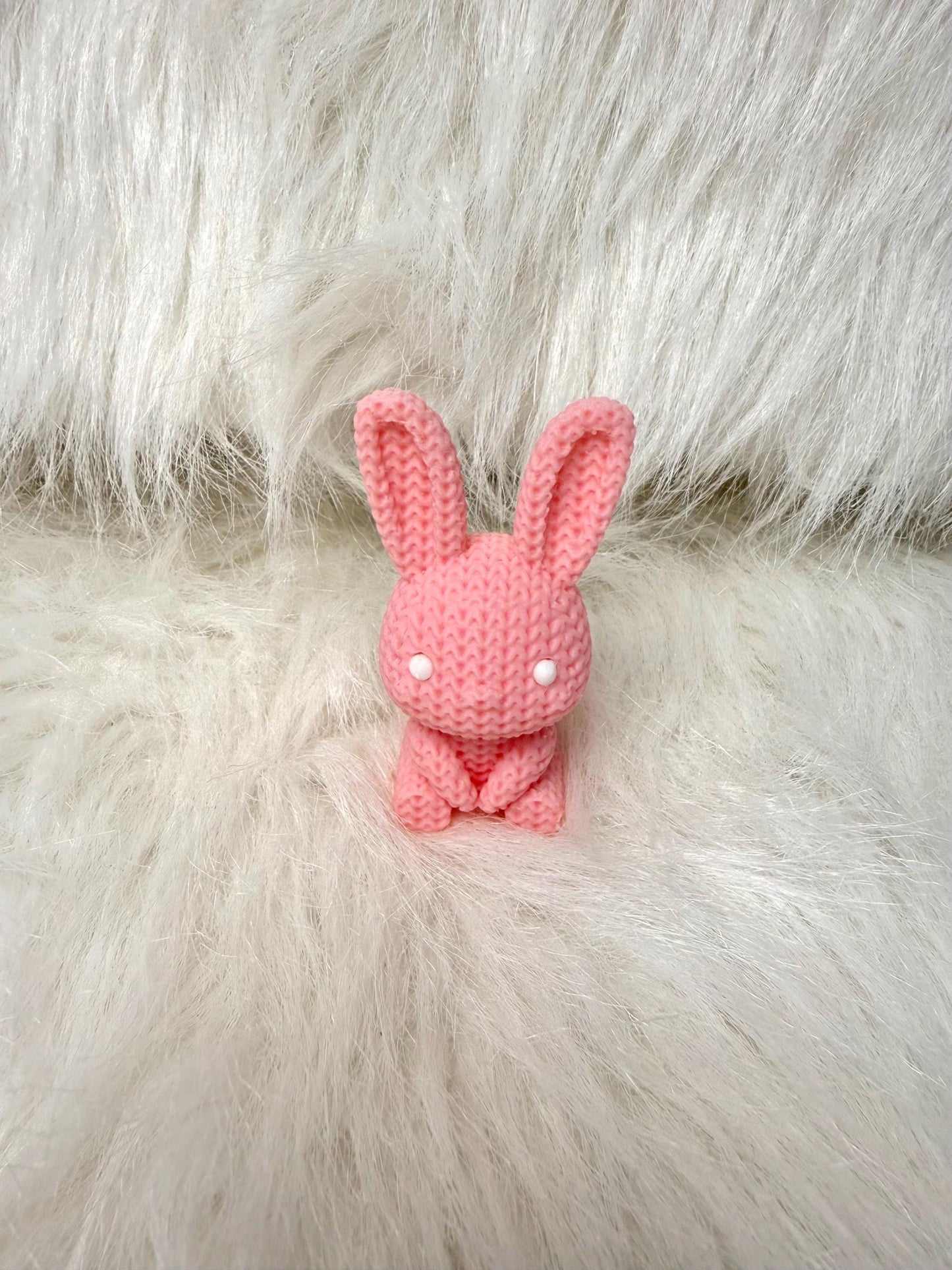 3D Yarn knitted bunny. Pink or blue Easter bunny. Ready to ship.