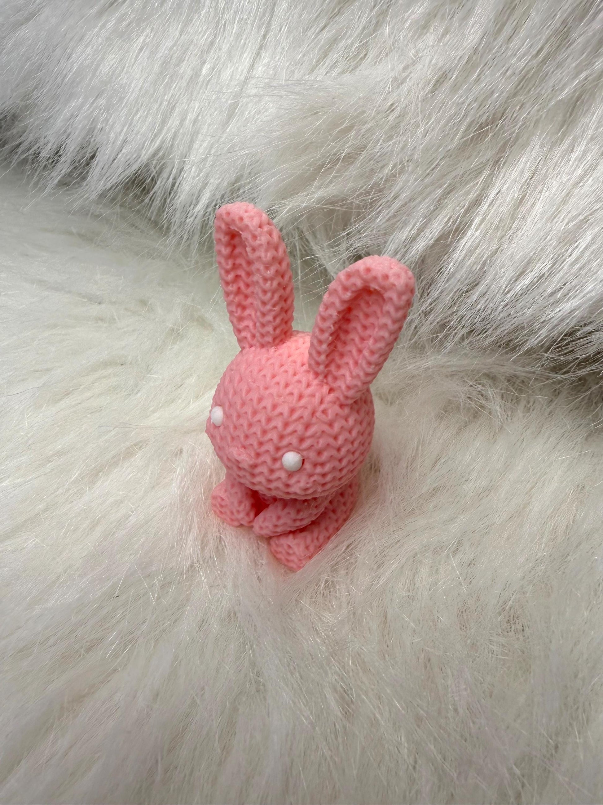 3D Yarn knitted bunny. Pink or blue Easter bunny. Ready to ship.