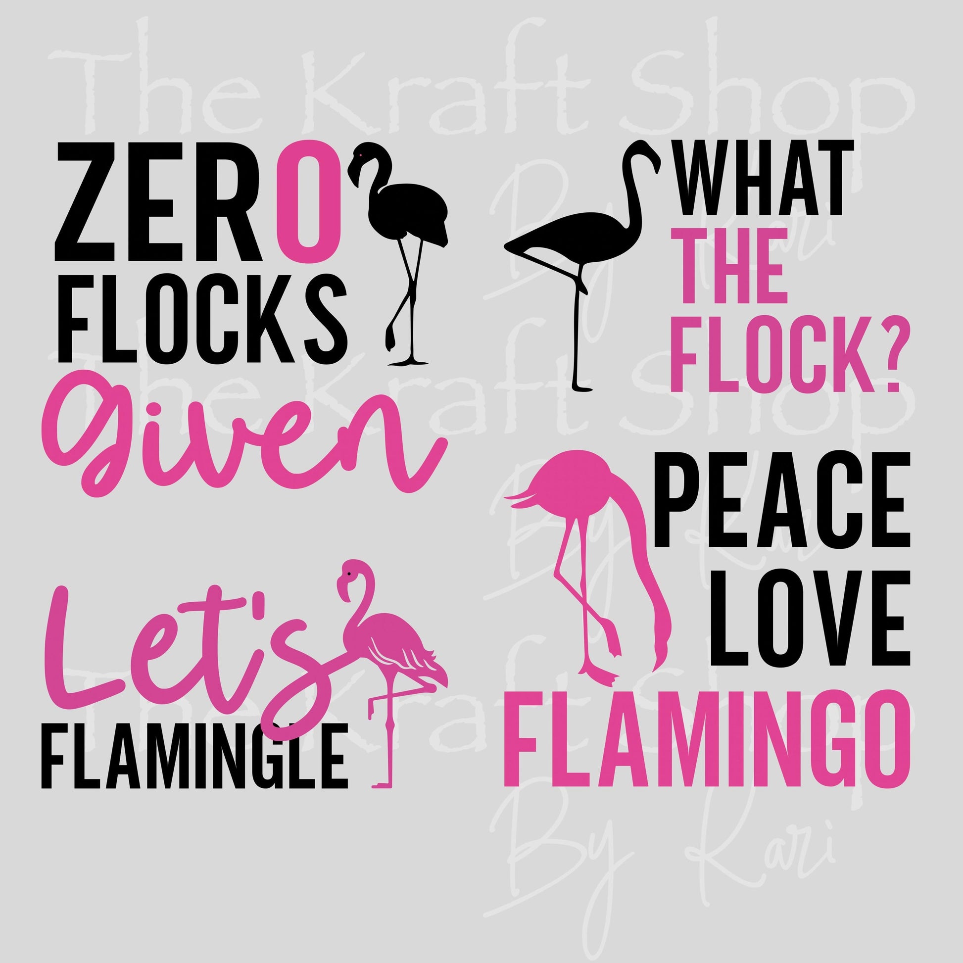UV DTF Sticker prints. Zero Flocks Given Flamingo Sayings 4pk 3.5W decals, permanent sticker.#4606