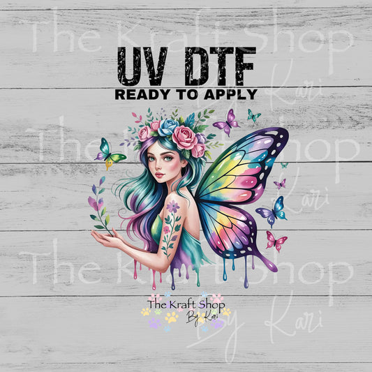 UV DTF Sticker prints. Tattoo Butterfly Fairy decal, permanent sticker. #1094